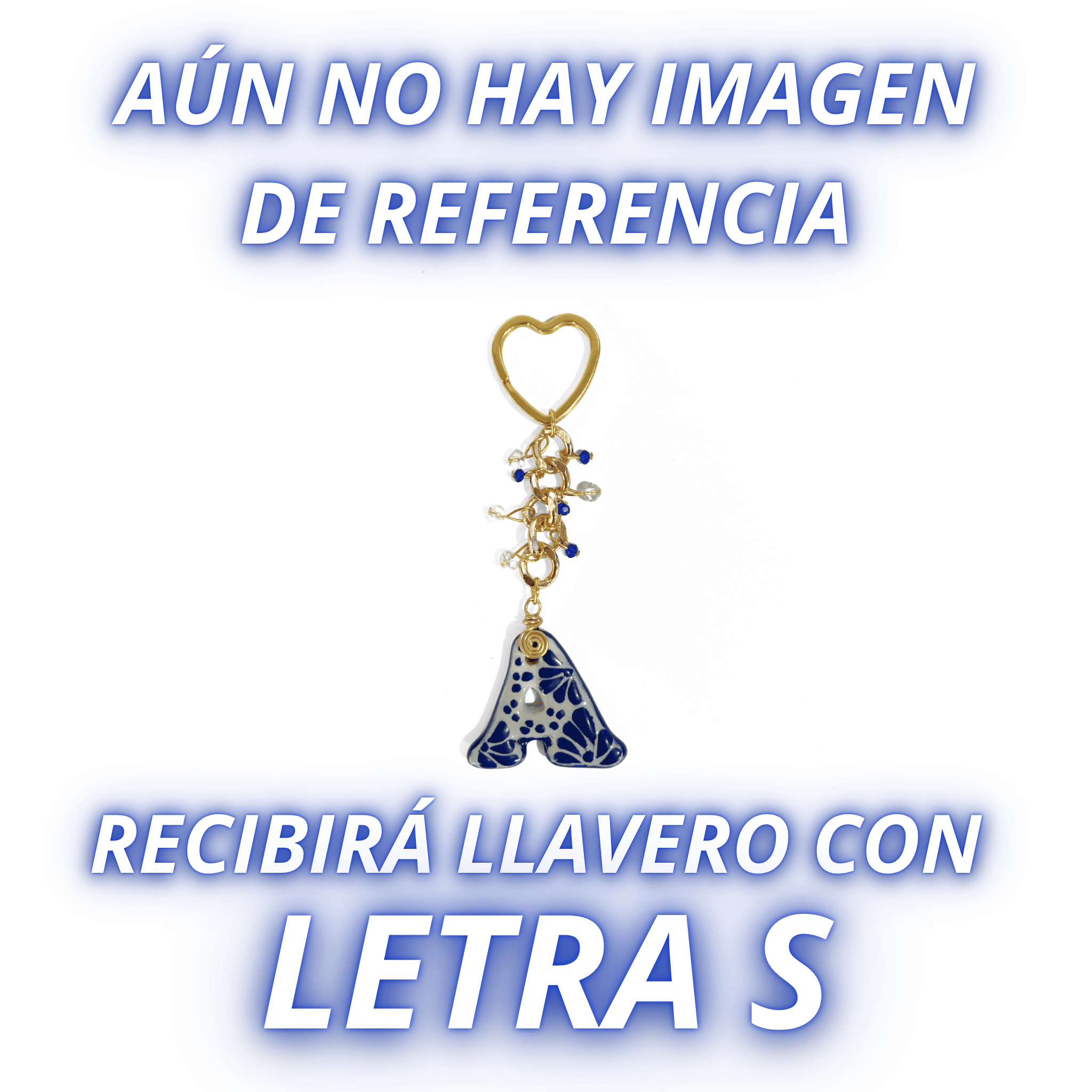 LLAVERO INICIAL AZUL COBALTO CON CRISTAL CORTADO