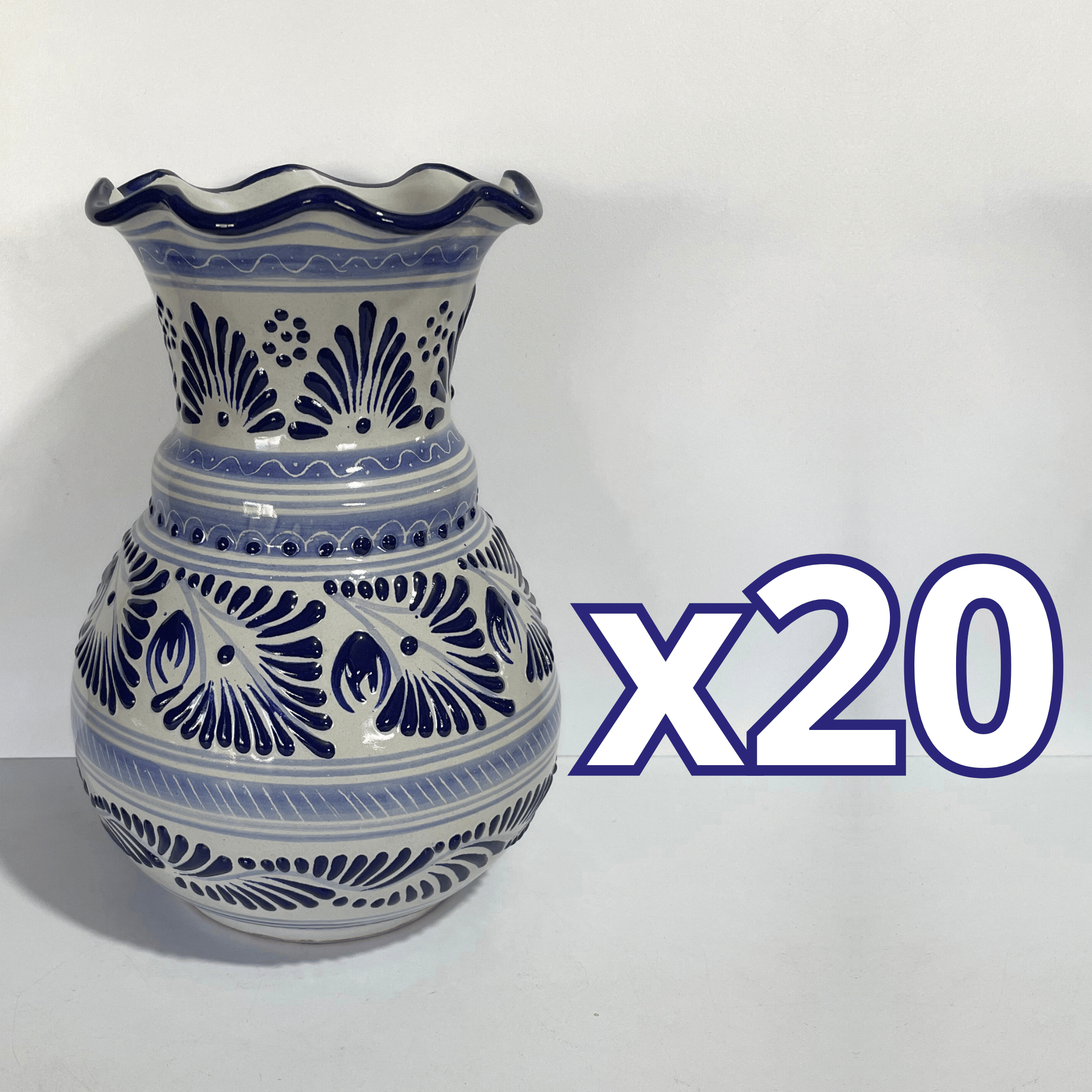 FLORERO ONDAS 25 CM FONDO TRADICIONAL CENEFA AZUL COBALTO