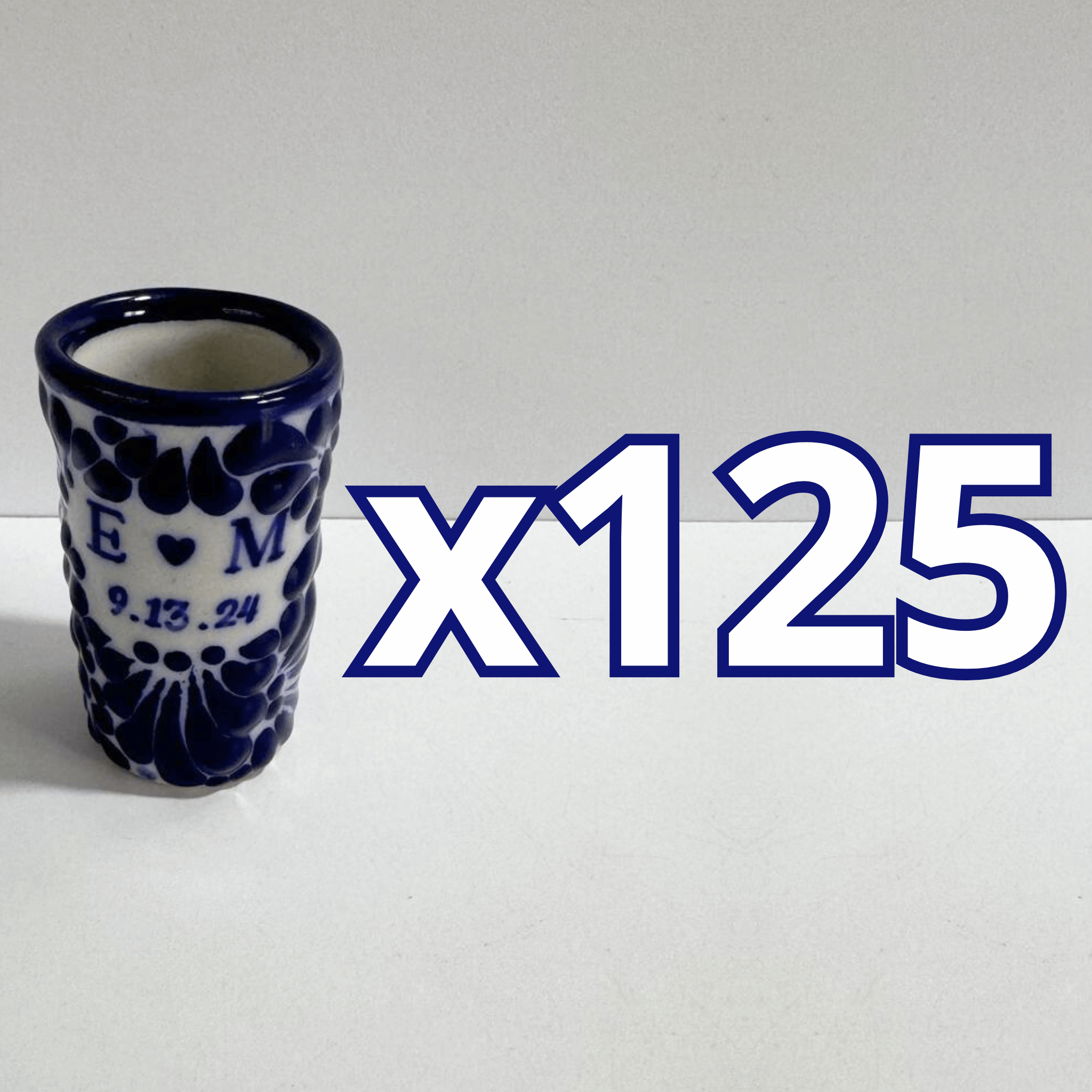 TEQUILERO PERSONALIZADO FONDO TRADICIONAL MIK AZUL COBALTO INICIALES CON CORAZON Y FECHA