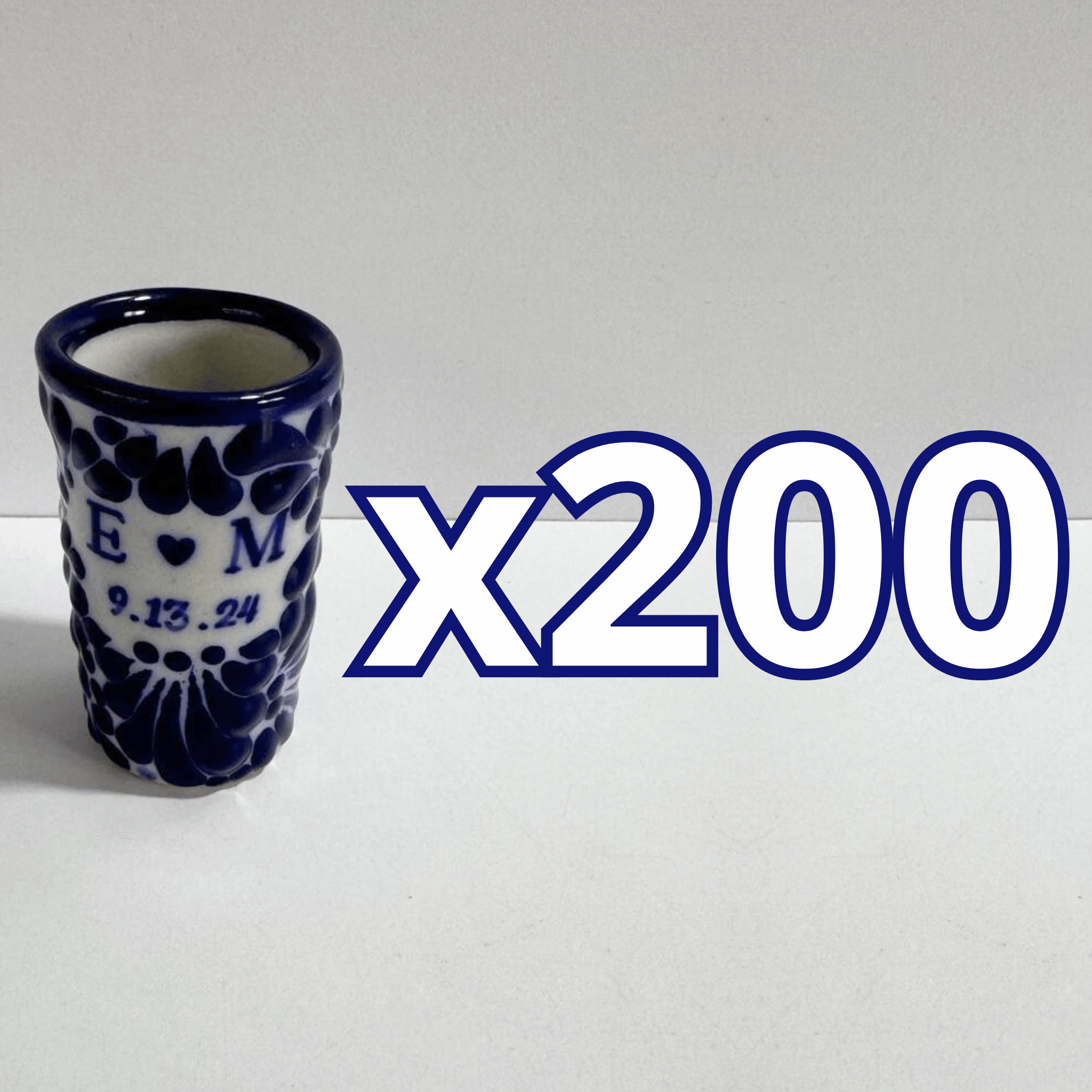 TEQUILERO PERSONALIZADO FONDO TRADICIONAL MIK AZUL COBALTO INICIALES CON CORAZON Y FECHA