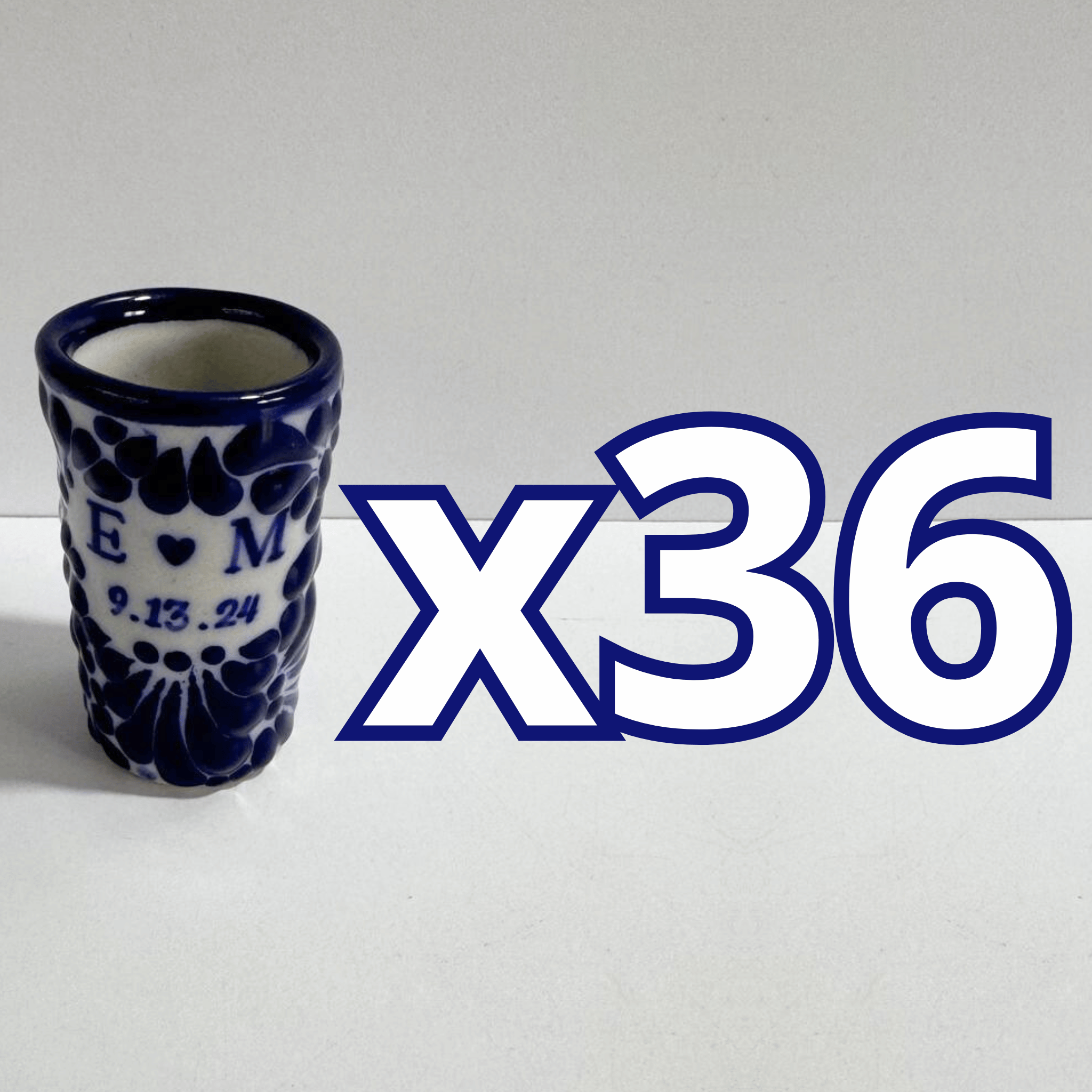 TEQUILERO PERSONALIZADO FONDO TRADICIONAL MIK AZUL COBALTO INICIALES CON CORAZON Y FECHA