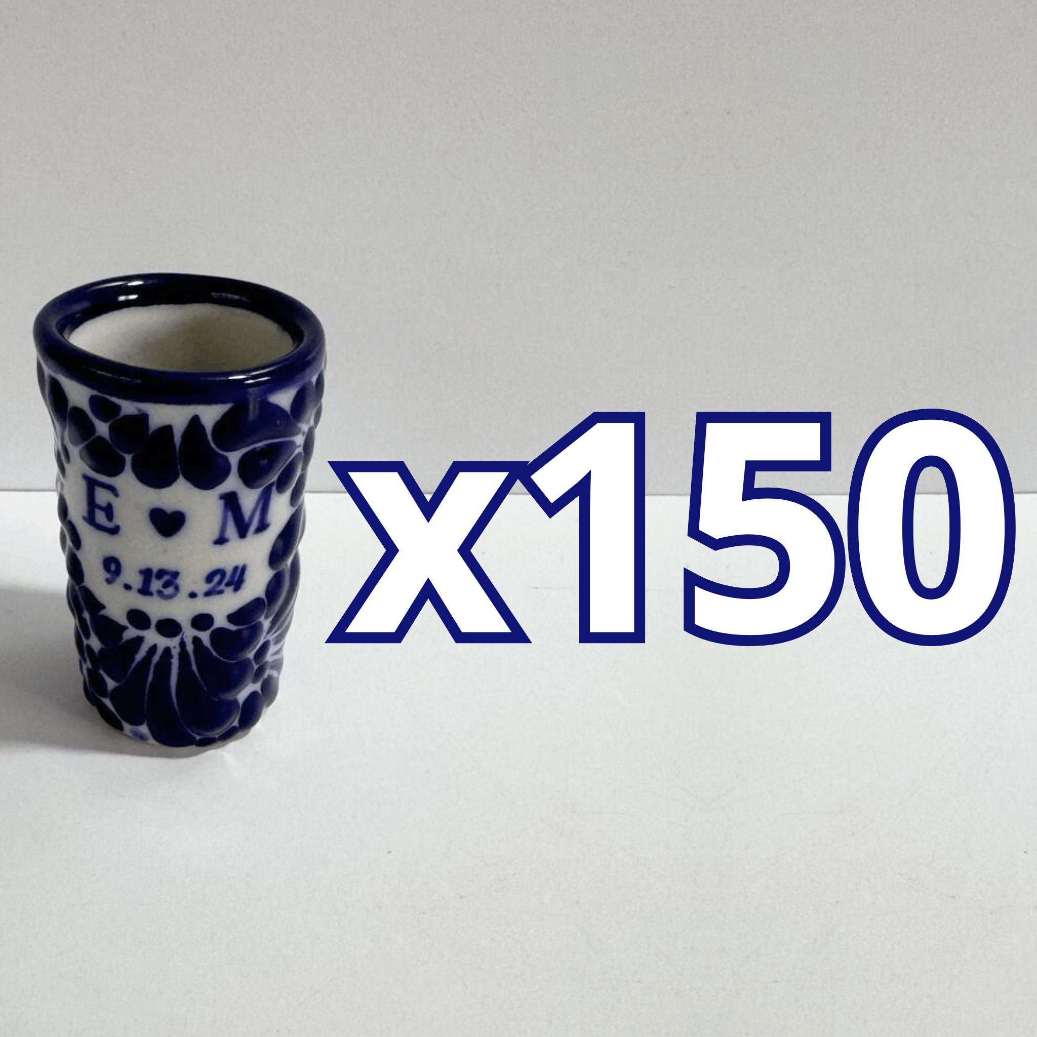 TEQUILERO PERSONALIZADO FONDO TRADICIONAL MIK AZUL COBALTO INICIALES CON CORAZON Y FECHA