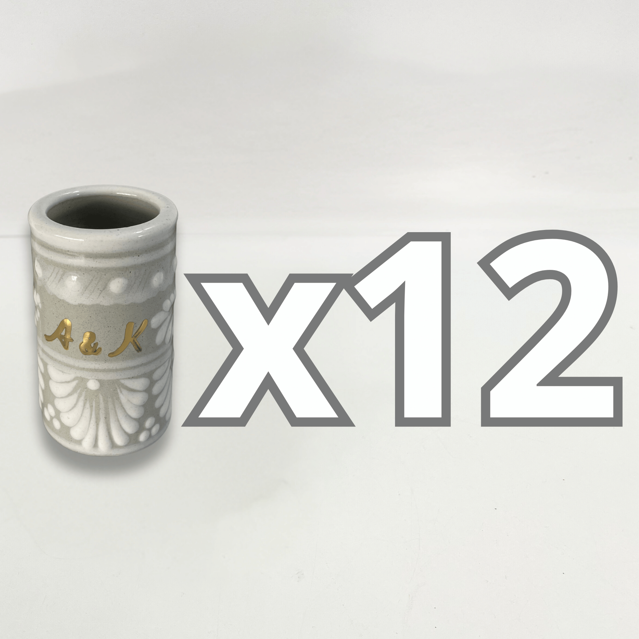 TEQUILERO PERSONALIZADO FONDO TRADICIONAL CENEFA BLANCO INICIALES ORO