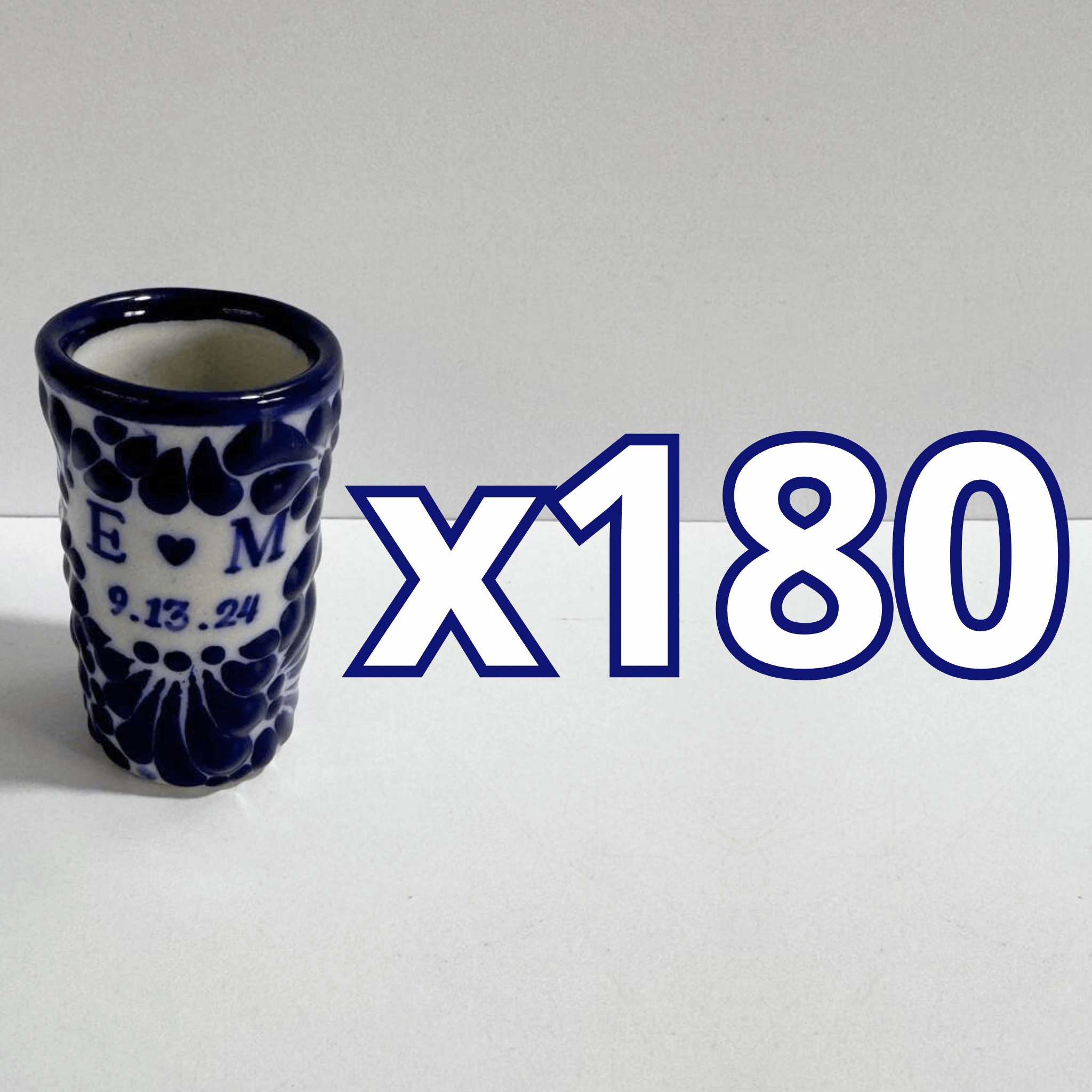 TEQUILERO PERSONALIZADO FONDO TRADICIONAL MIK AZUL COBALTO INICIALES CON CORAZON Y FECHA