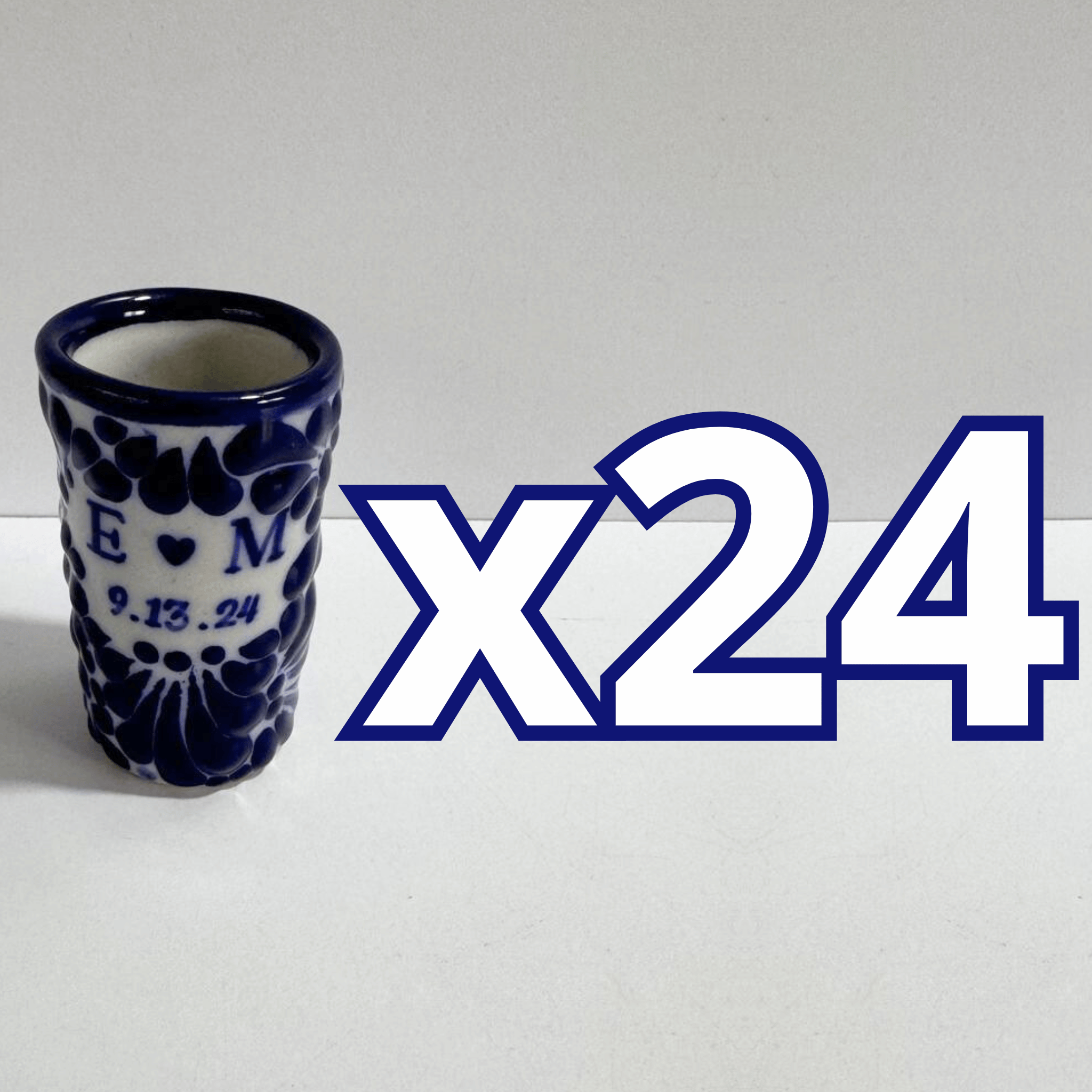 TEQUILERO PERSONALIZADO FONDO TRADICIONAL MIK AZUL COBALTO INICIALES CON CORAZON Y FECHA