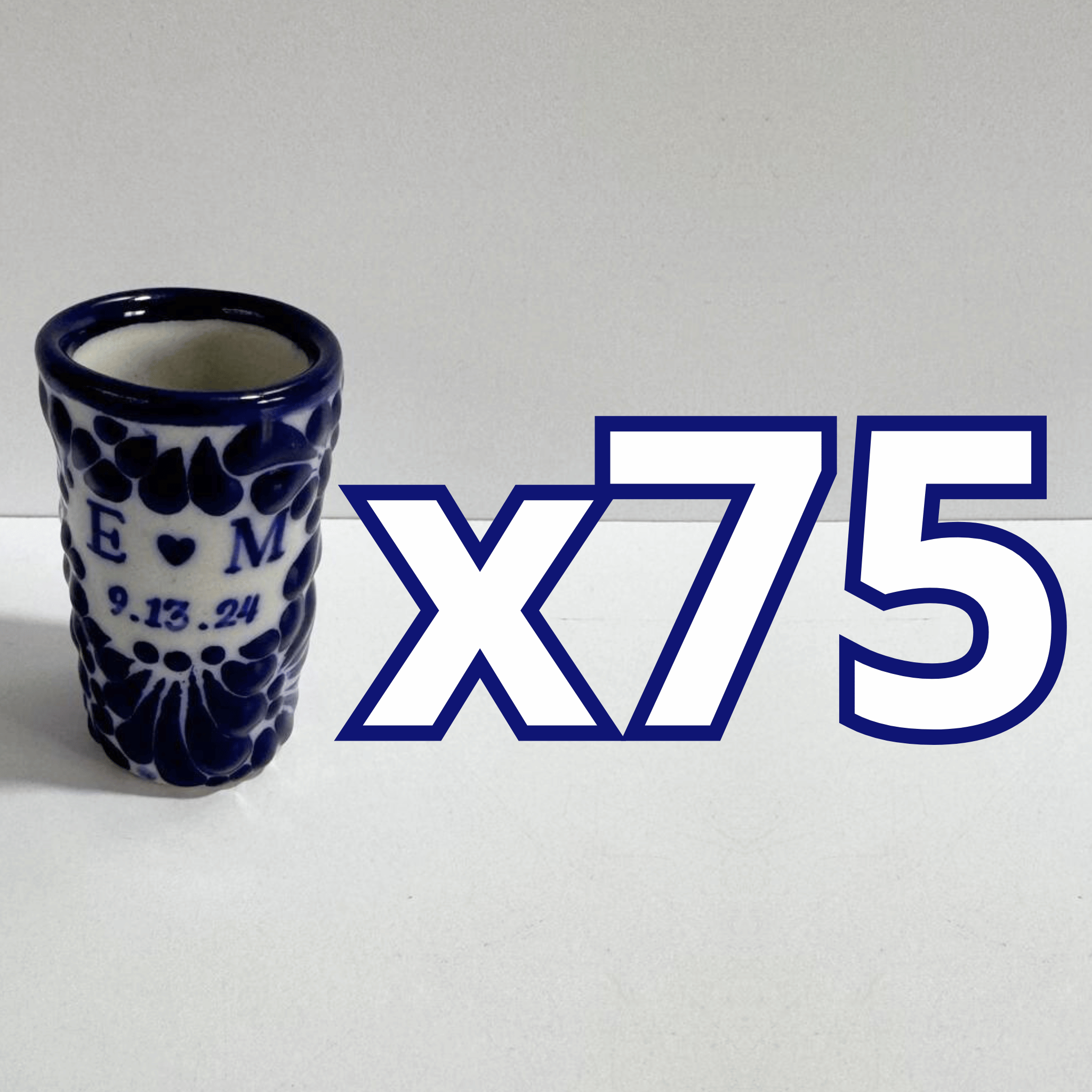 TEQUILERO PERSONALIZADO FONDO TRADICIONAL MIK AZUL COBALTO INICIALES CON CORAZON Y FECHA