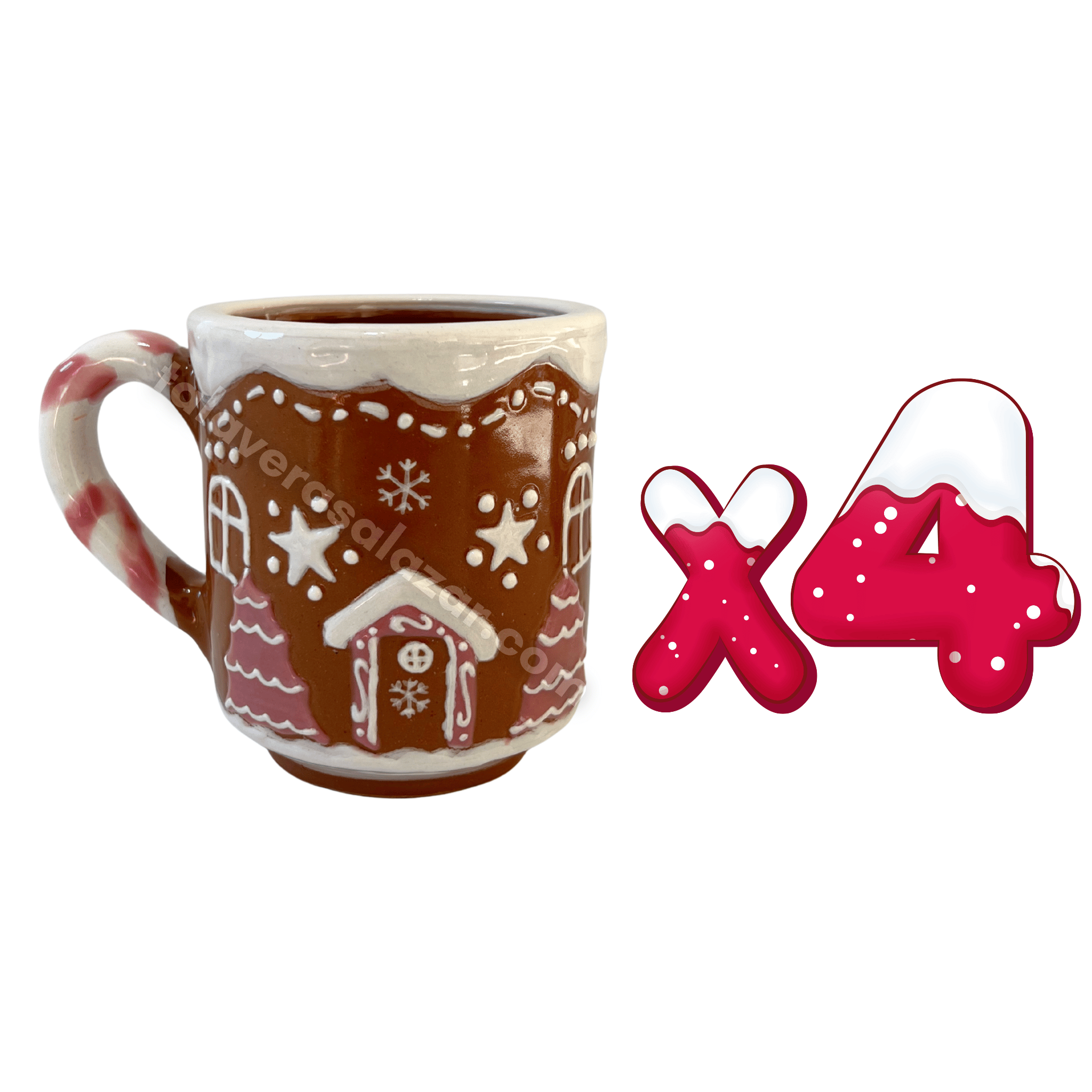 TAZA RECTA GALLETA DE JENGIBRE CON ASA BASTÓN ROSA