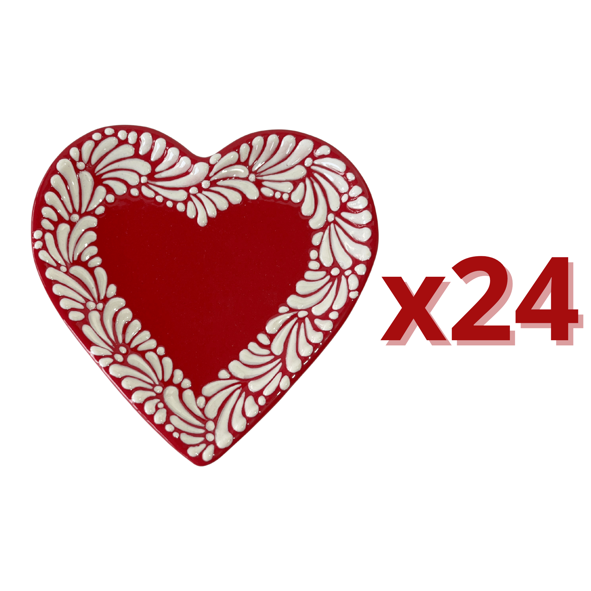 PLATO DE CORAZON 16 CM FONDO ROJO MIK CENEFA BLANCO