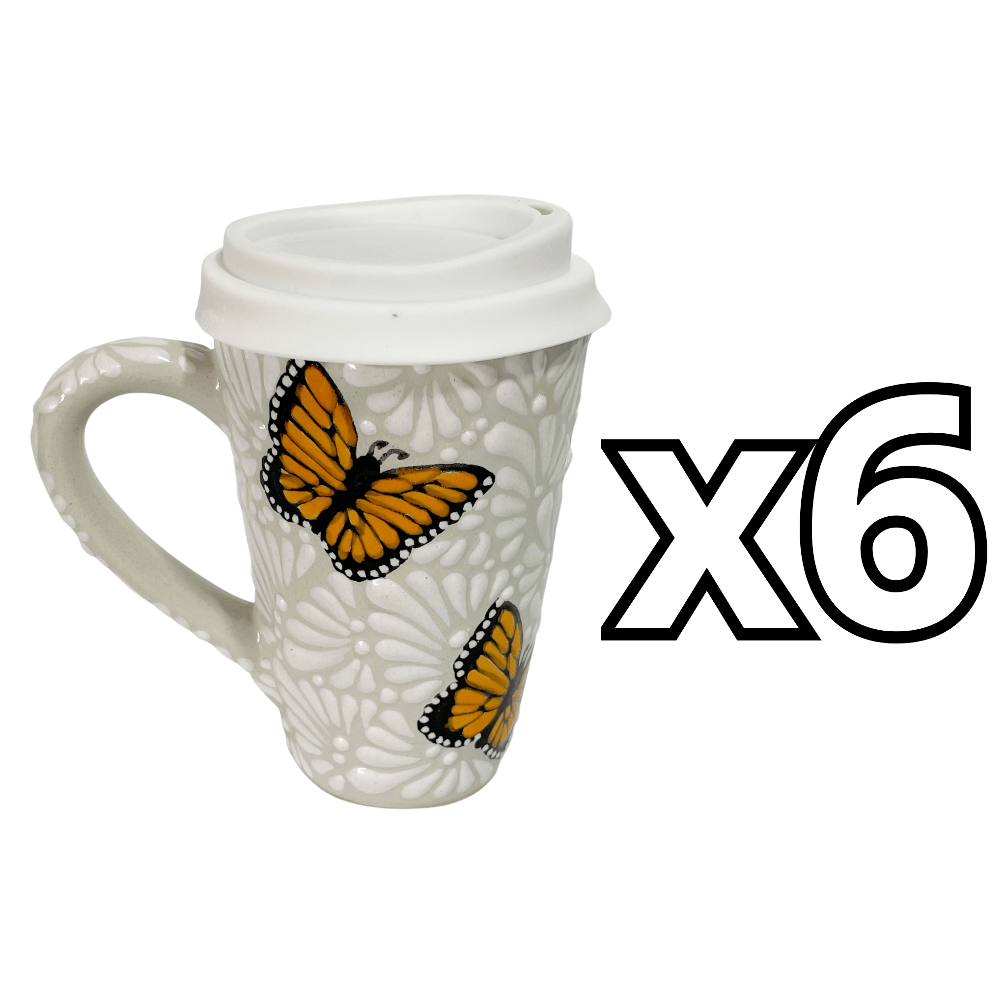 TERMO CON ASA 15 CM FONDO TRADICIONAL MIK BLANCO MARIPOSAS