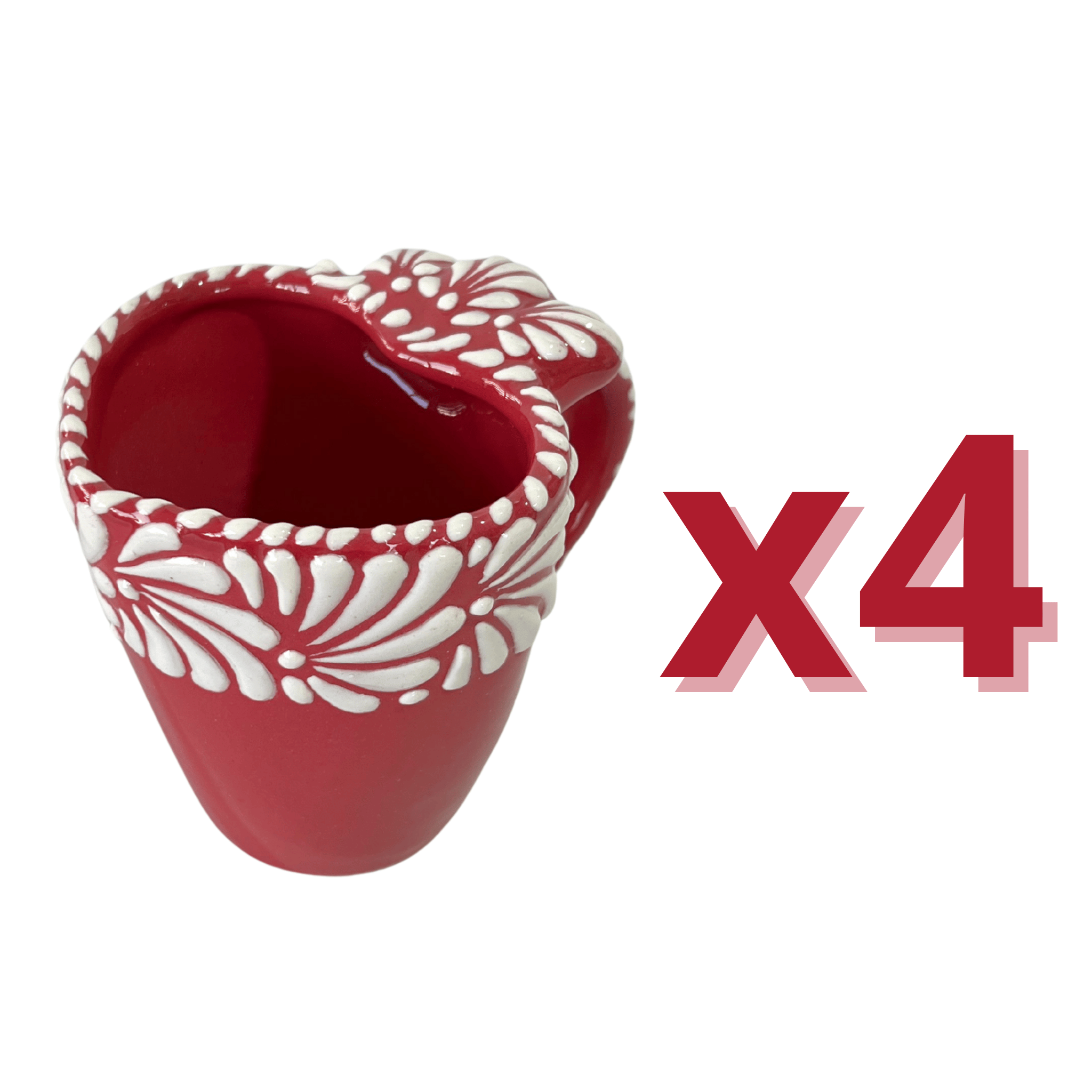 TAZA FORMA DE CORAZON FONDO ROJO MIK CENEFA BLANCO