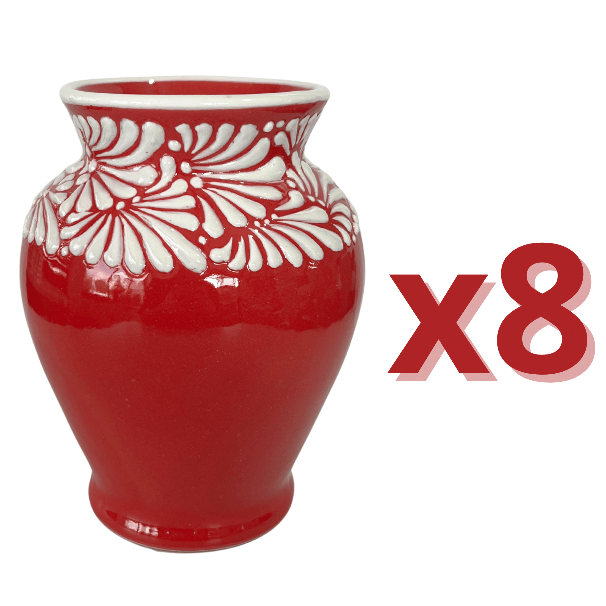 FLORERO JARRON FONDO ROJO MIK CENEFA BLANCO