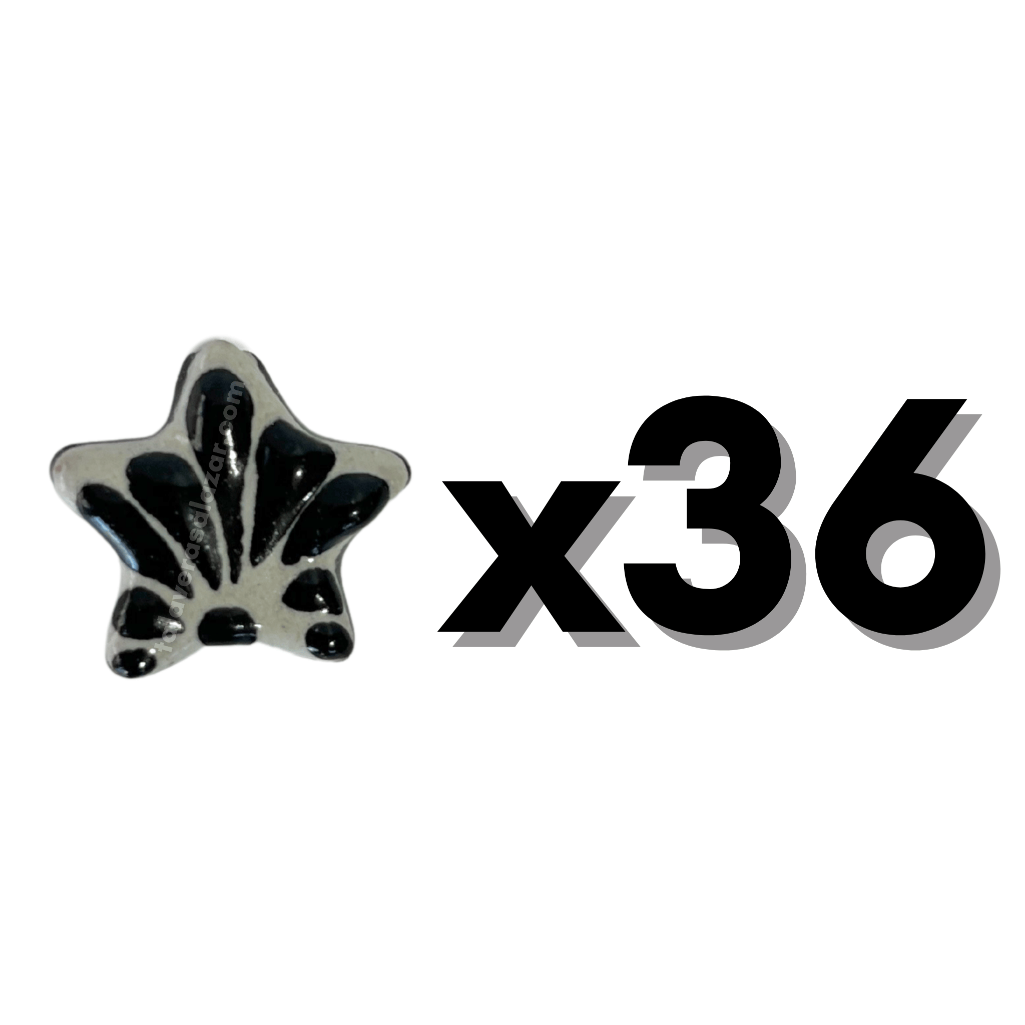 ESTRELLA 5 PICOS 1.7 CM FONDO TRADICIONAL DECORADO NEGRO