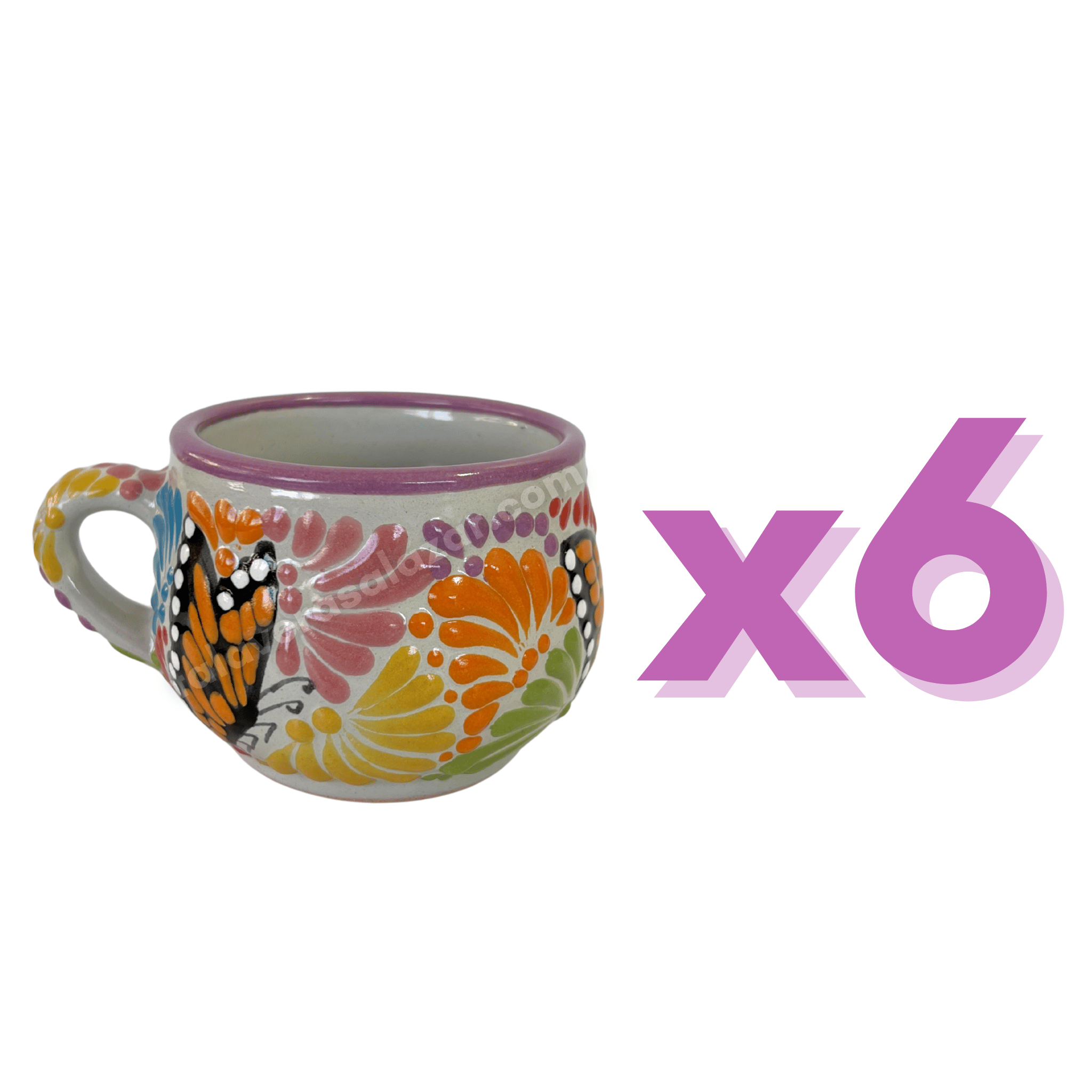 TAZA CHOCOLATERA MEDIANA FONDO TRADICIONAL MIK MULTICOLOR MARIPOSAS