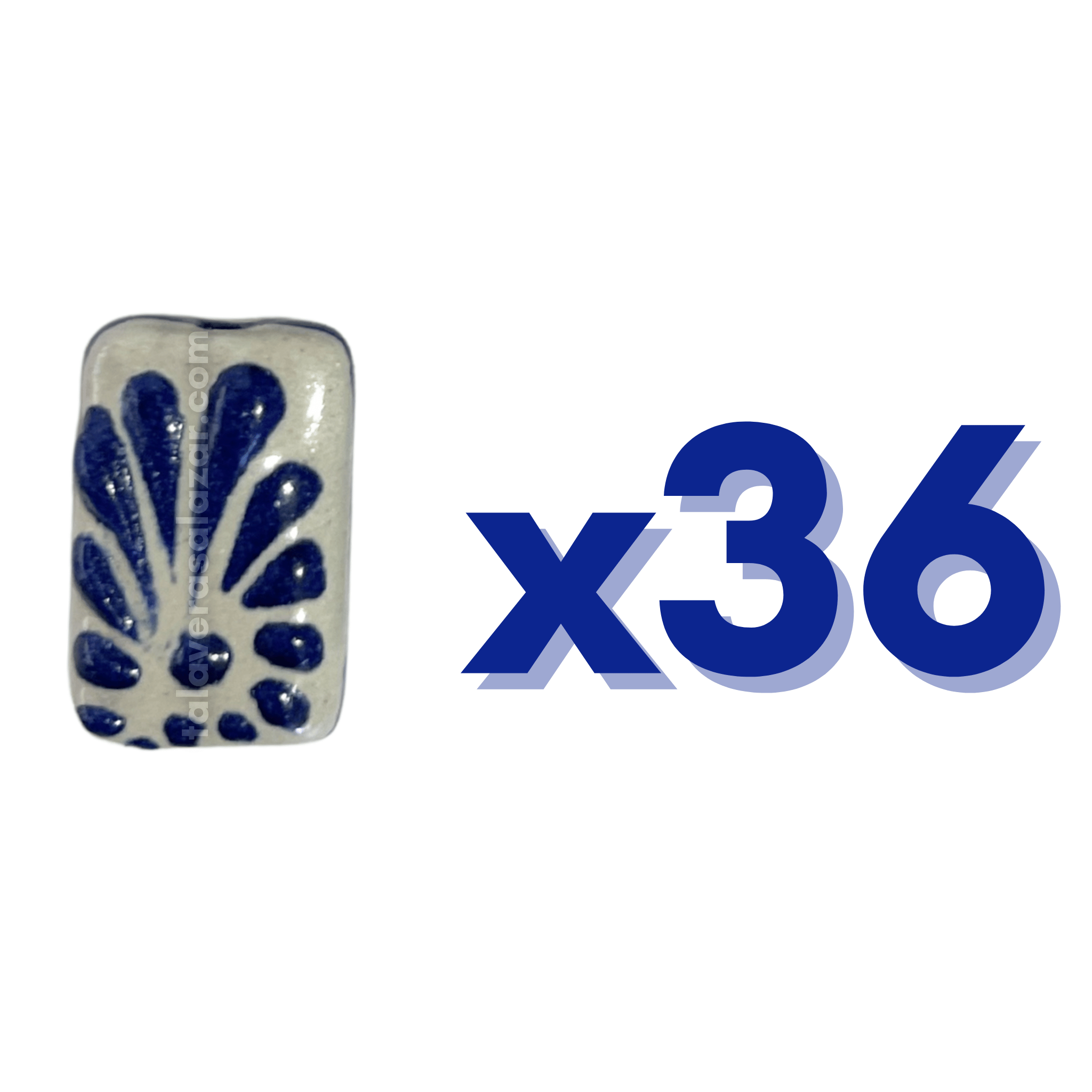 RECTANGULO PLANO 2 CM X 1.5 CM FONDO TRADICIONAL DECORADO AZUL COBALTO