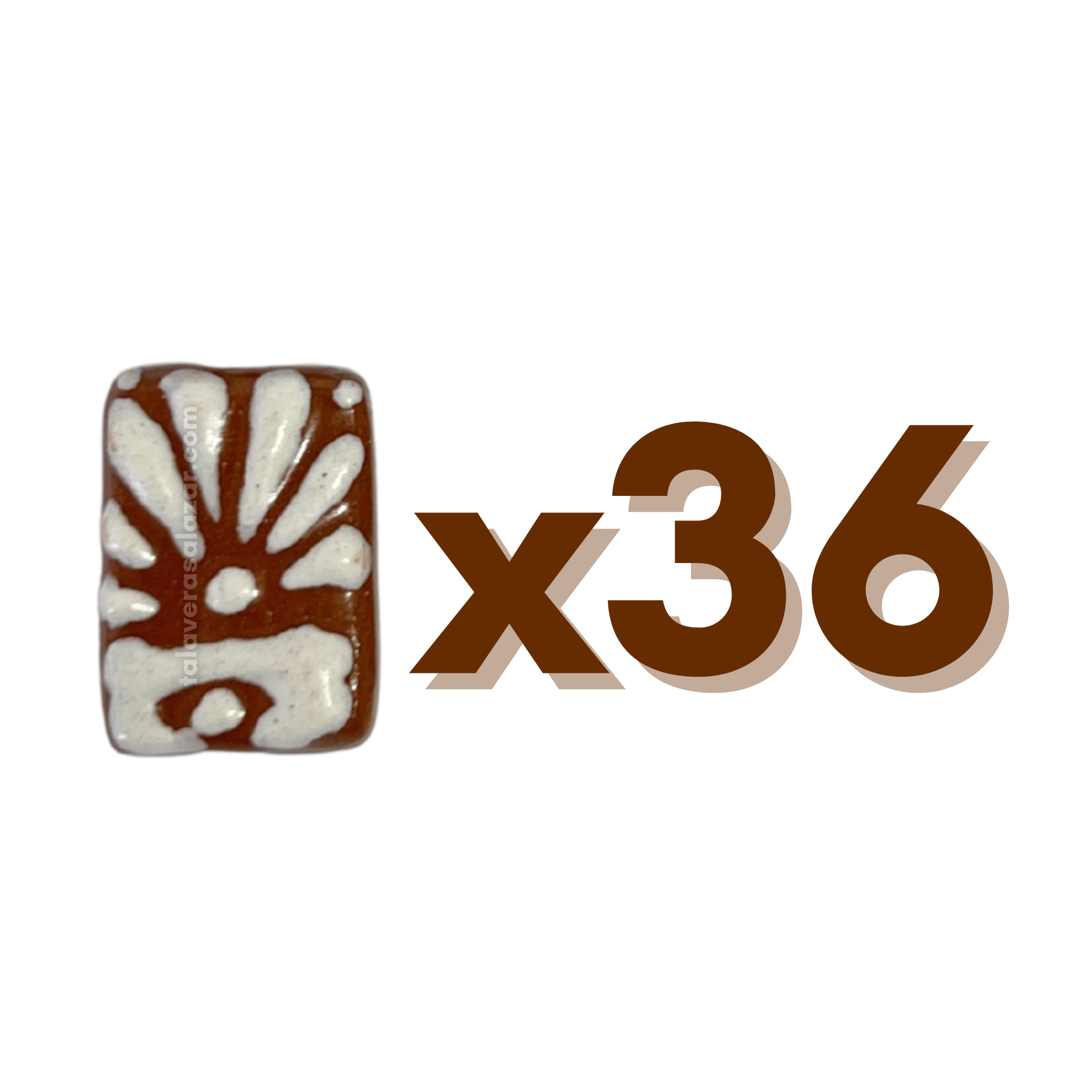 RECTANGULO PLANO 2 CM X 1.5 CM FONDO CAFE DECORADO BLANCO