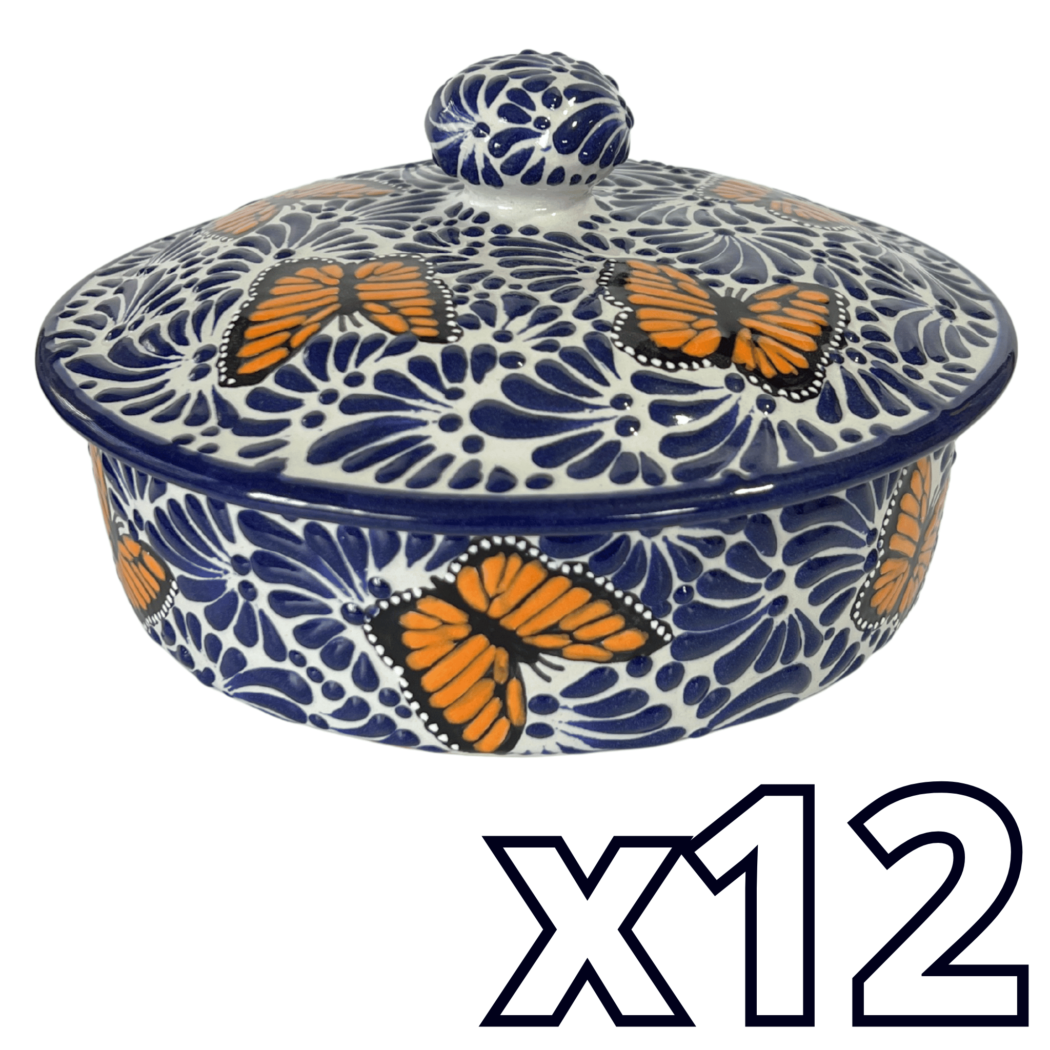 TORTILLERO FONDO TRADICIONAL MIK AZUL COBALTO MARIPOSAS
