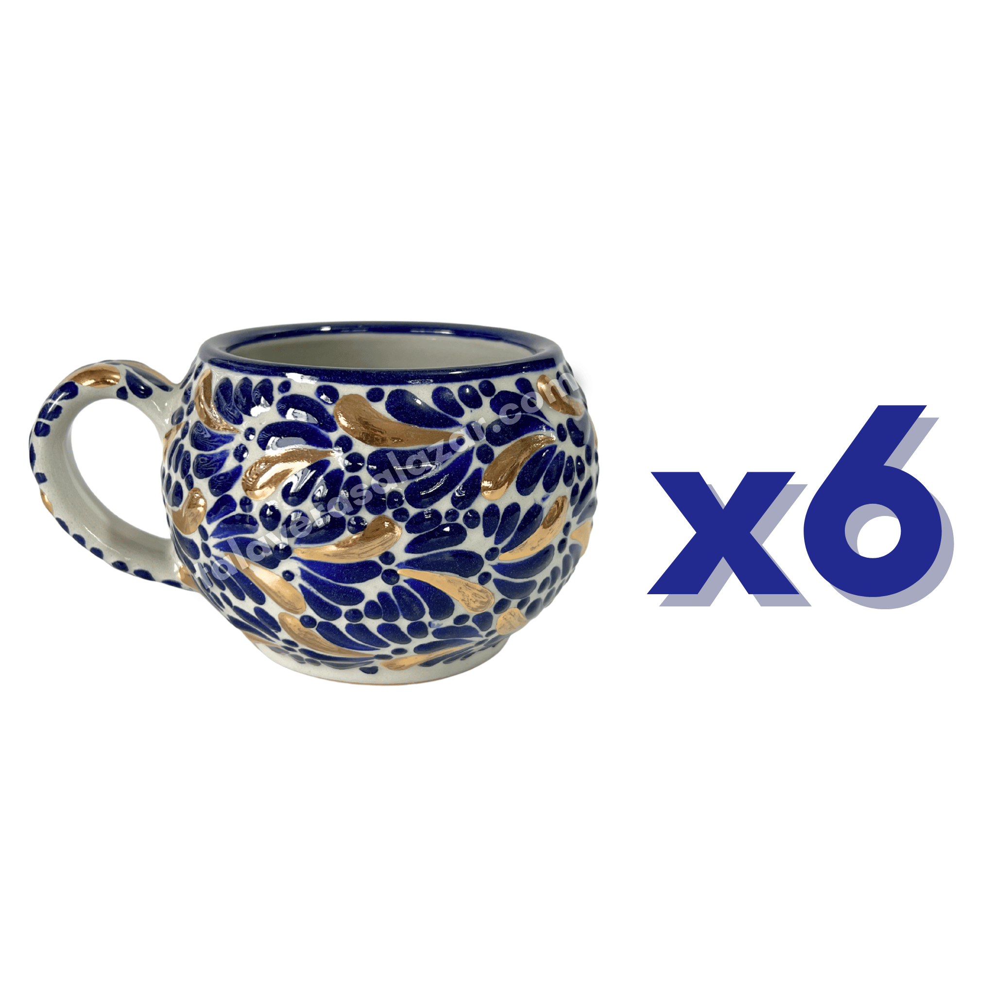 TAZA CHOCOLATERA GRANDE FONDO TRADICIONAL MIK AZUL COBALTO DESTELLO DE ORO