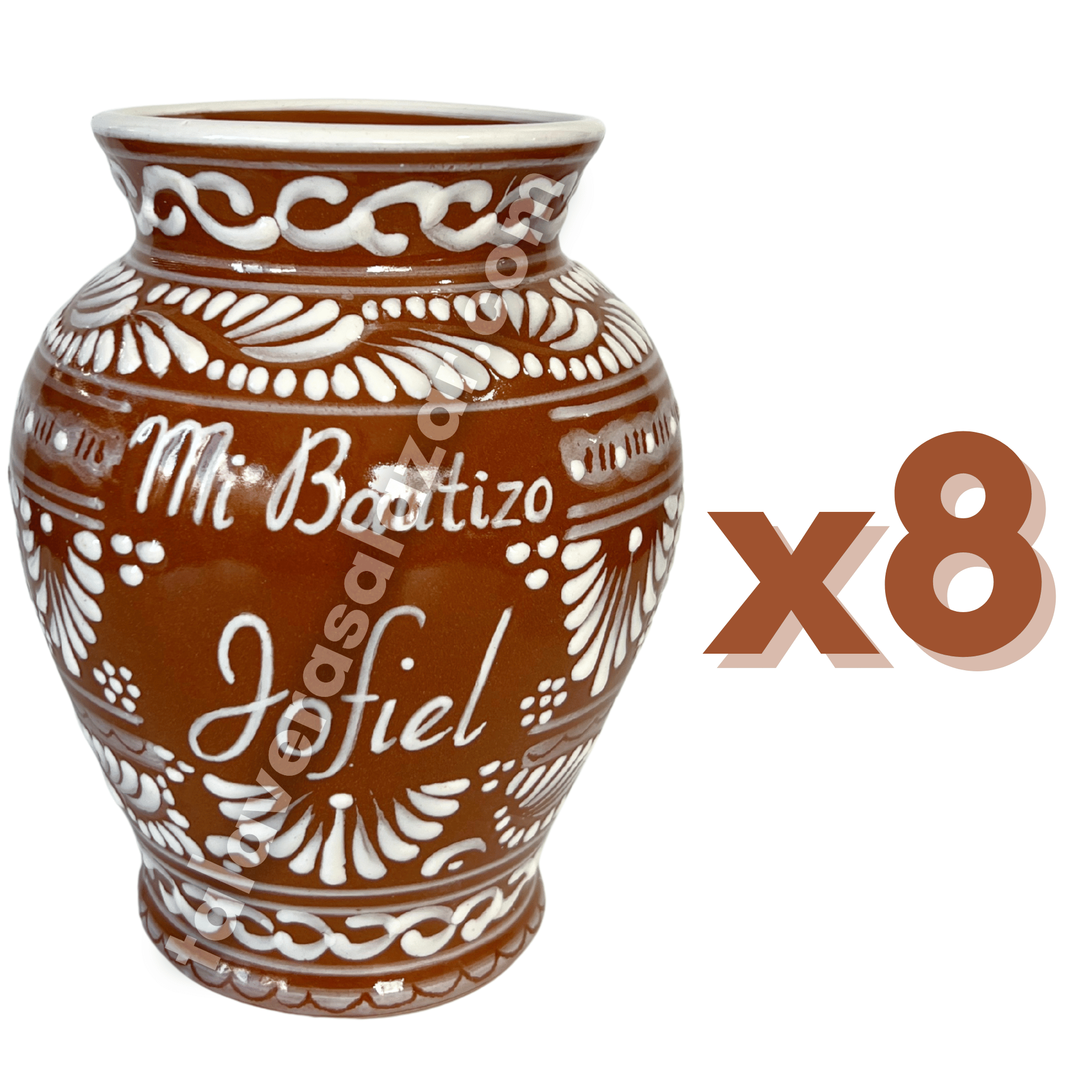 FLORERO JARRON 16 CARACTERES FONDO CAFE CENEFA BLANCO PERSONALIZADO