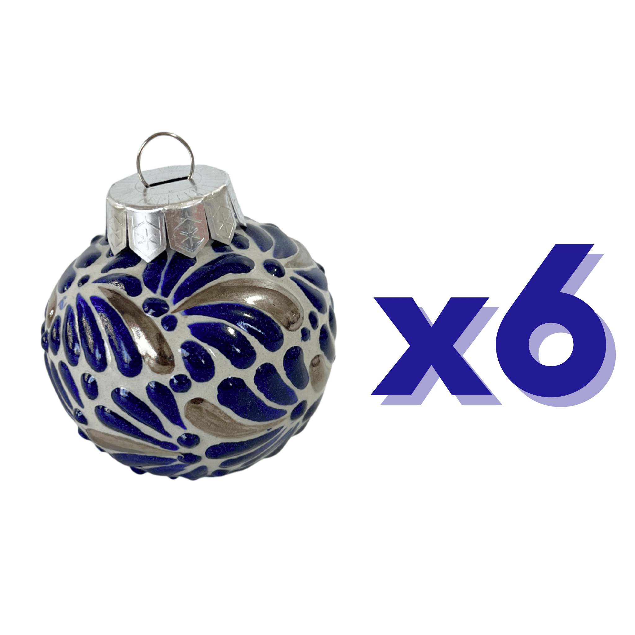 ESFERA NAVIDEÑA MIK AZUL COBALTO DESTELLOS DE PLATA