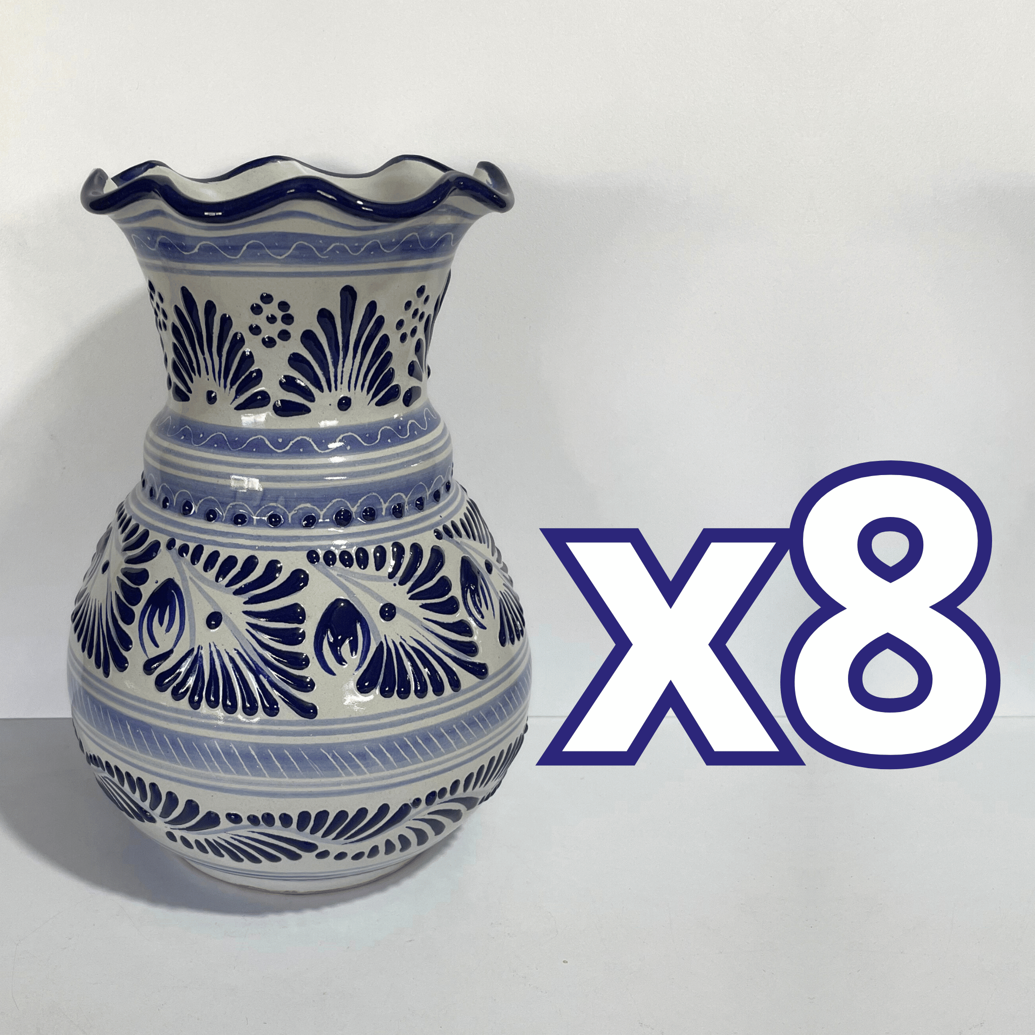 FLORERO ONDAS 25 CM FONDO TRADICIONAL CENEFA AZUL COBALTO