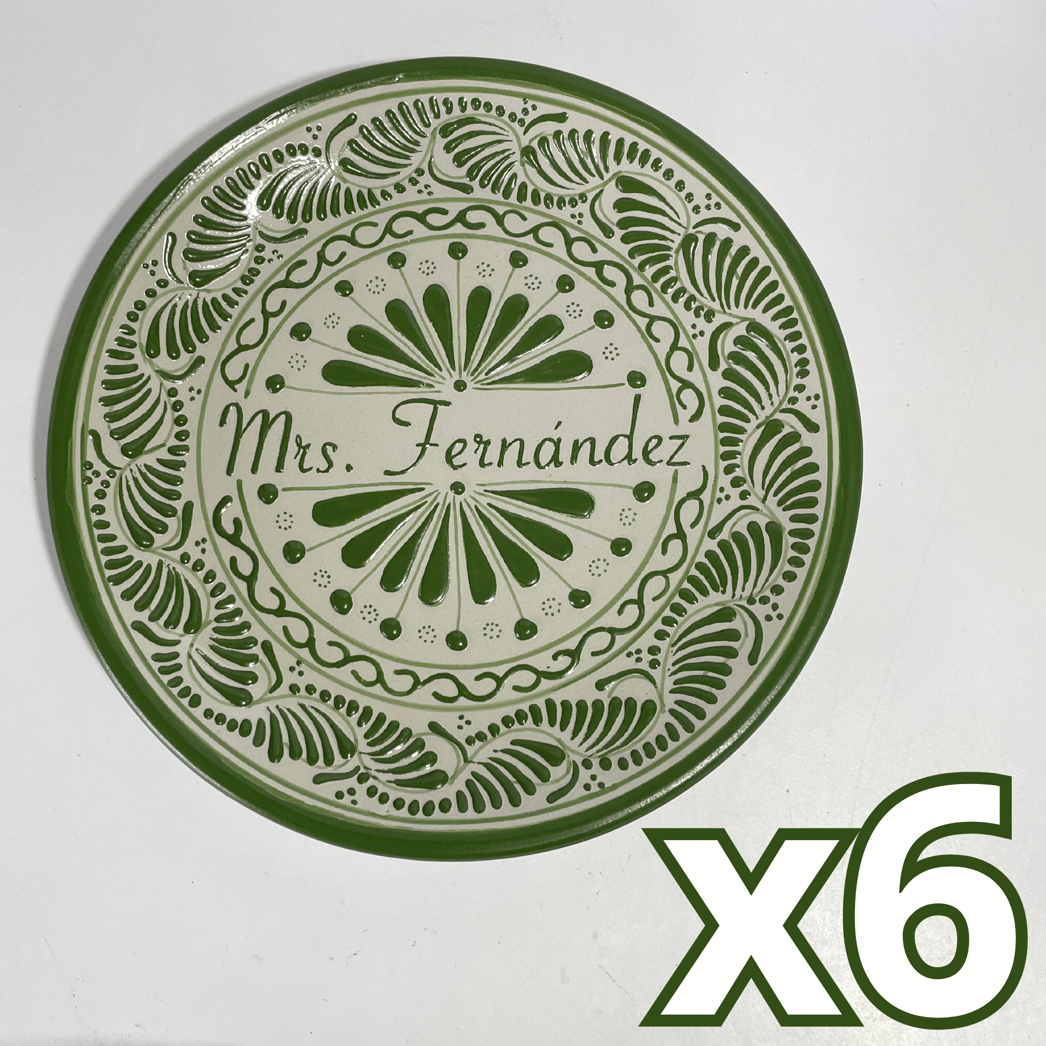 PLATO PLANO 16 CARACTERES FONDO TRADICIONAL CENEFA VERDE NOMBRE