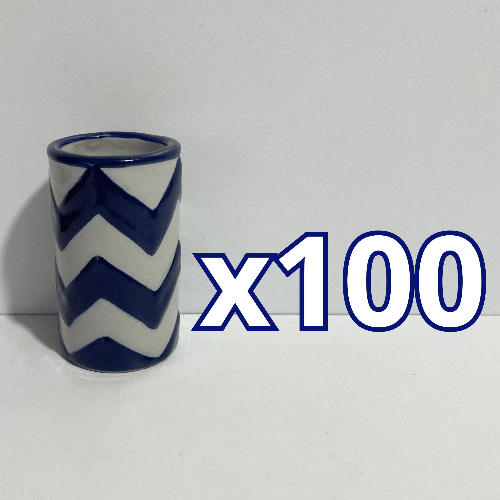 TEQUILERO NO PERSONALIZADO FONDO TRADICIONAL DECORADO ZIG ZAG AZUL COBALTO
