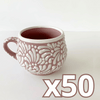 TAZA CHOCOLATERA MEDIANA FONDO ROSA DECORADO BLANCO