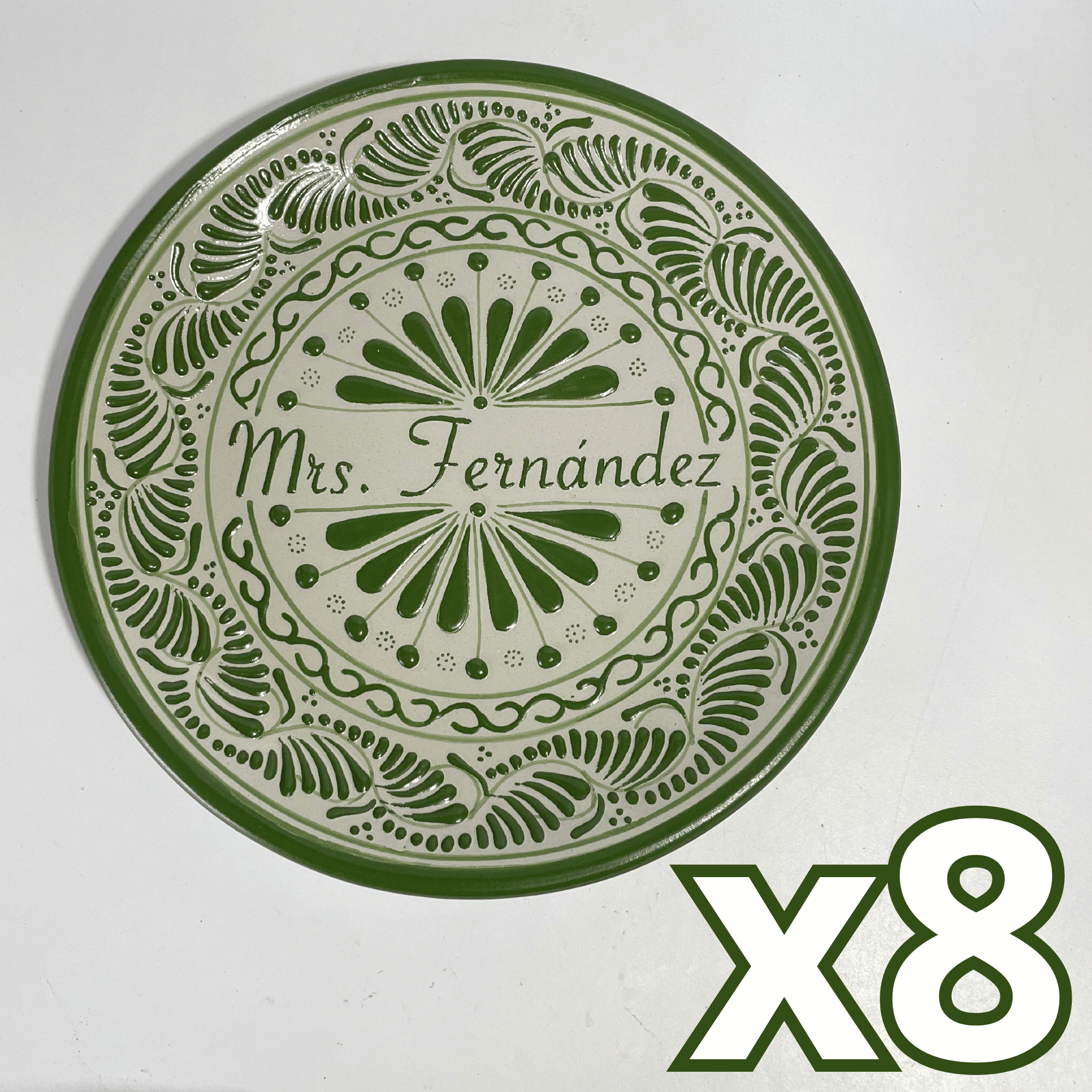 PLATO PLANO 16 CARACTERES FONDO TRADICIONAL CENEFA VERDE NOMBRE