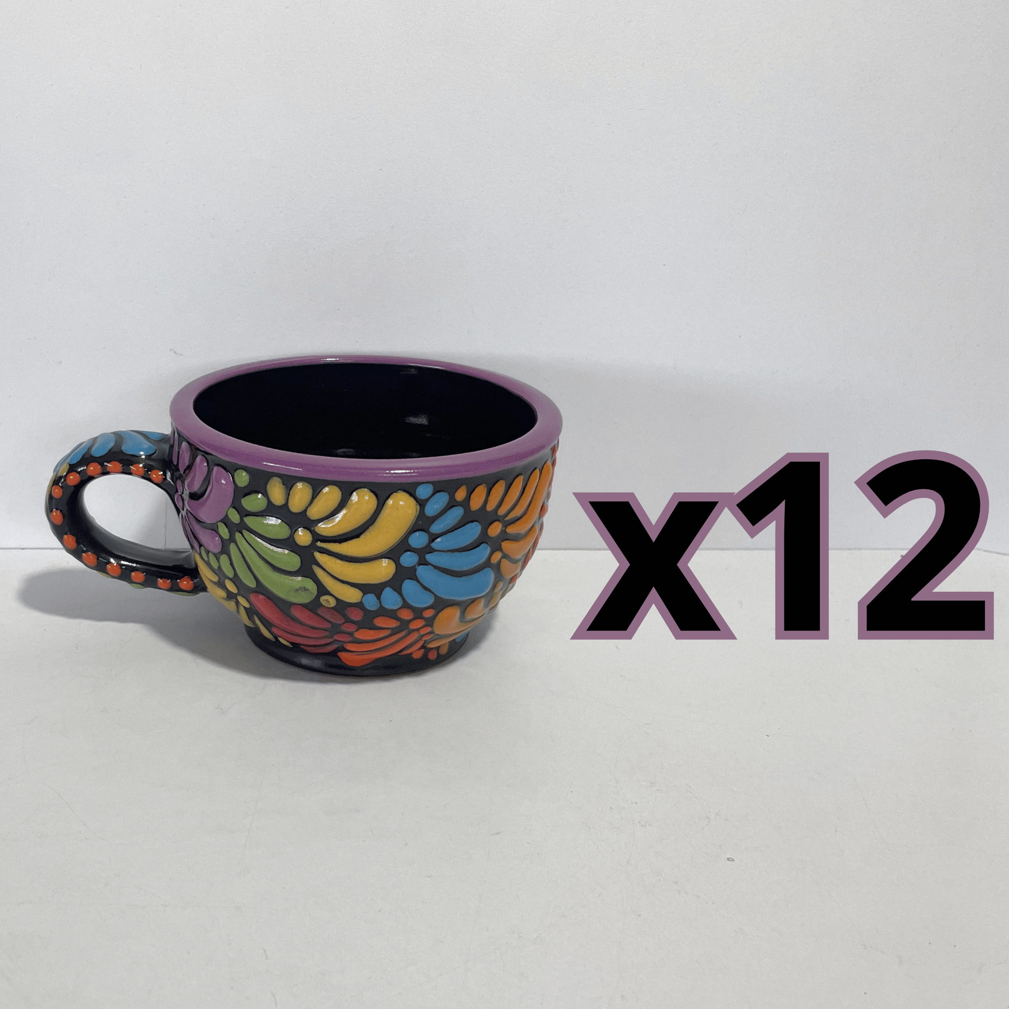TAZA 300 ML FONDO NEGRO MIK MULTICOLOR