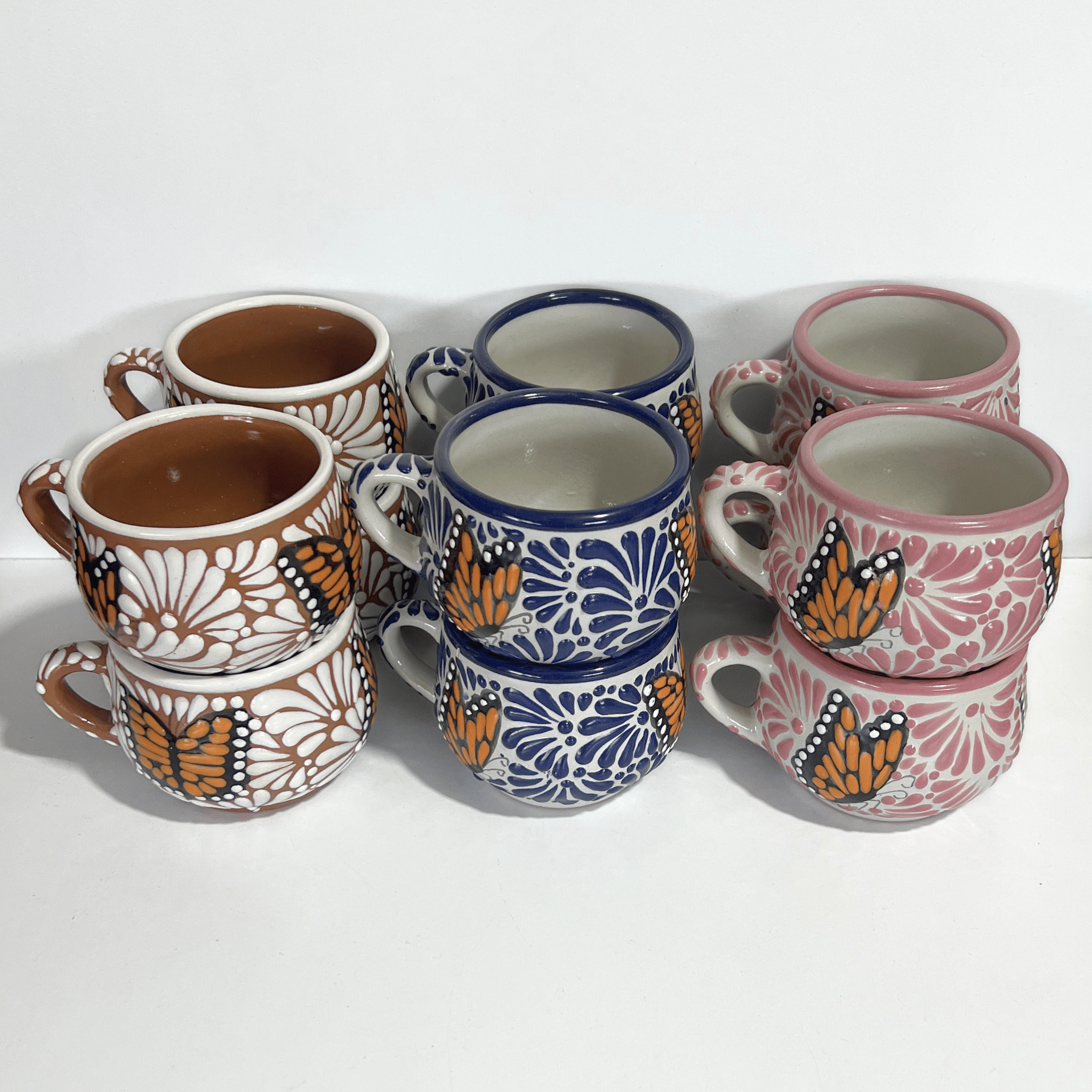 PAQUETE DOCENA TAZA CHOCOLATERA MEDIANA MARIPOSAS
