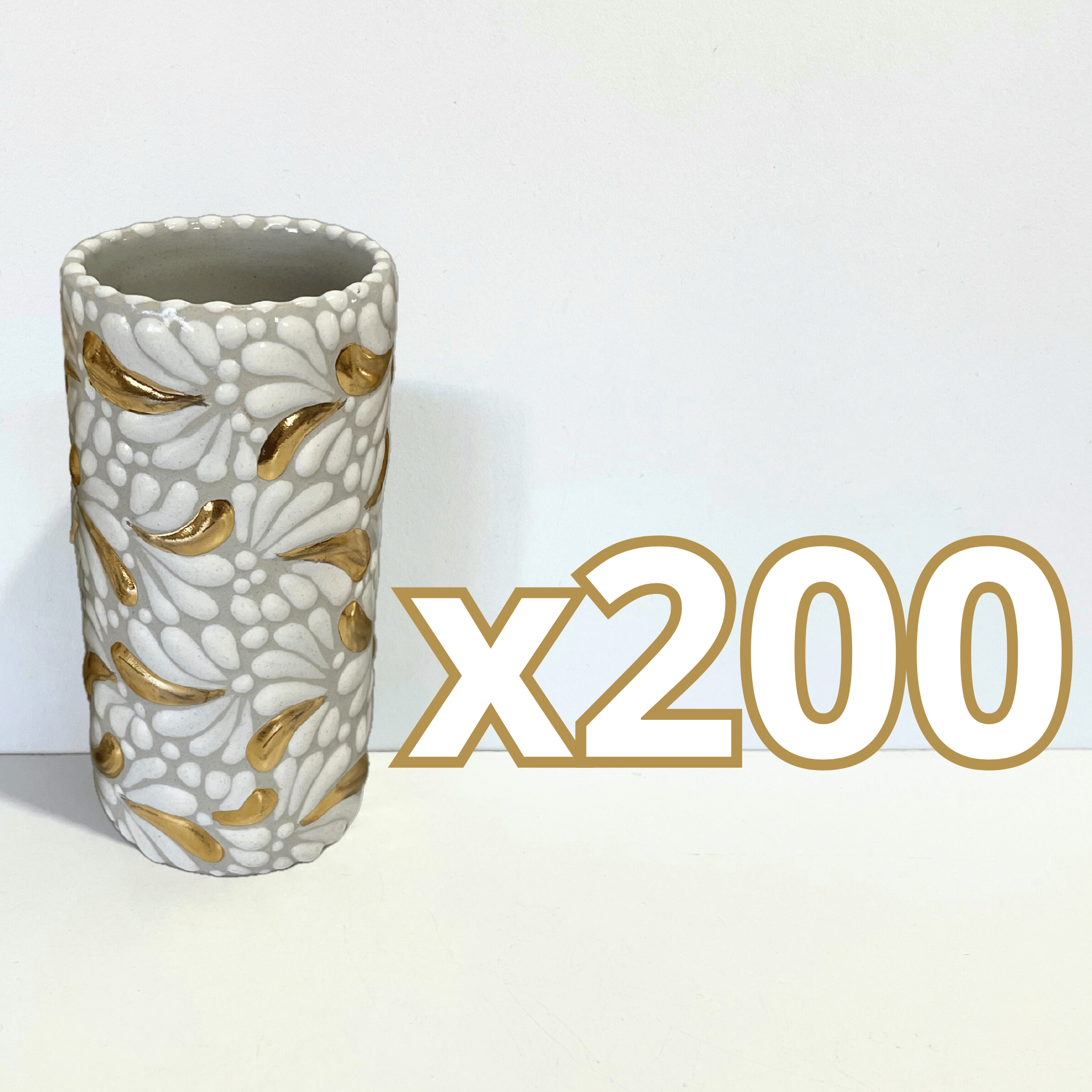 VASOS PARA JARRA FONDO TRADICIONAL MIK BLANCO DESTELLOS DE ORO