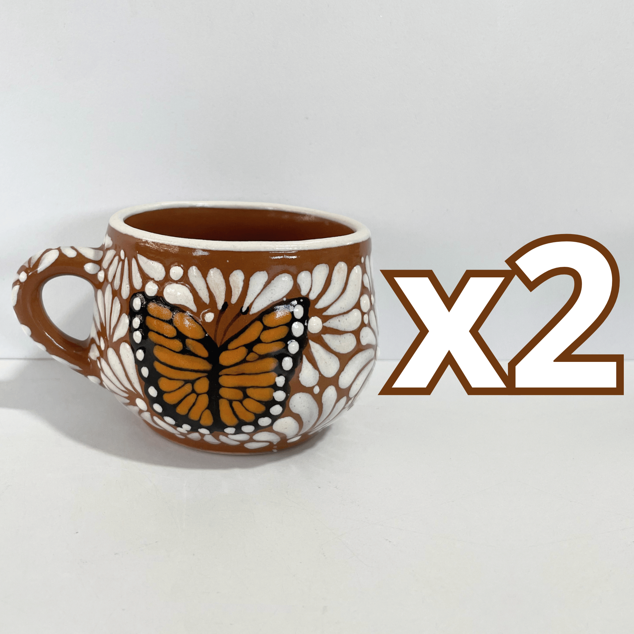 TAZA CHOCOLATERA MEDIANA FONDO CAFE MIK BLANCO MARIPOSAS