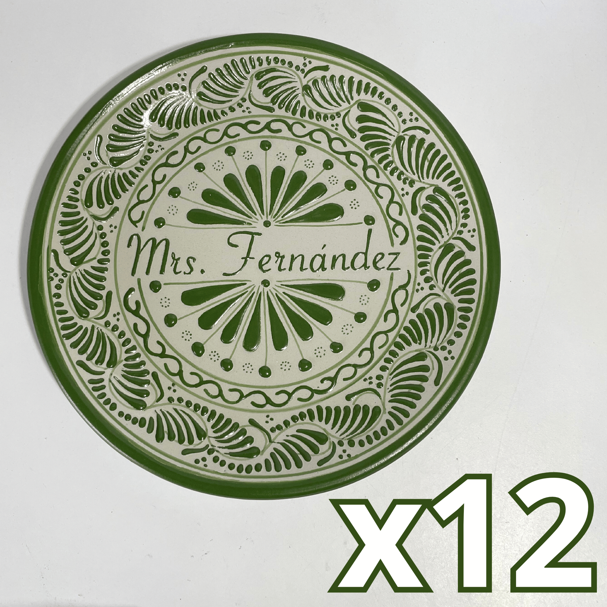 PLATO PLANO 16 CARACTERES FONDO TRADICIONAL CENEFA VERDE NOMBRE