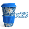 TERMO 15 CM SIN ASA FONDO BABY BLUE MIK AZUL TURQUESA MARGARITAS