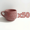 TAZA CHOCOLATERA MEDIANA FONDO ROSA DECORADO ROSA