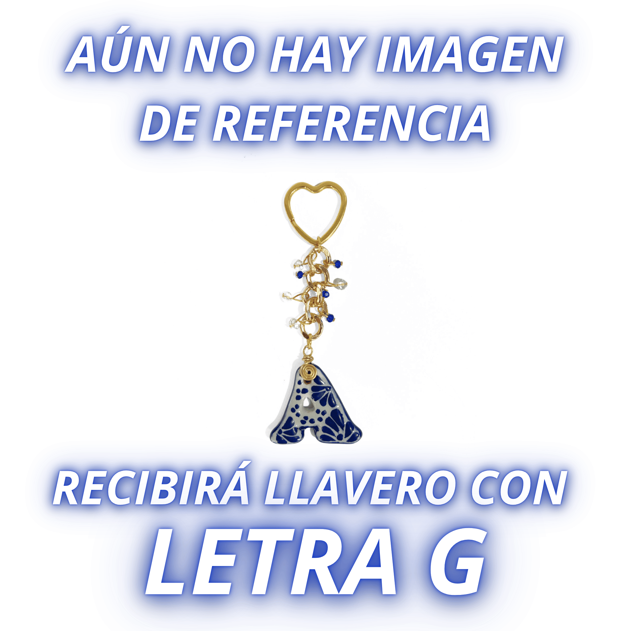 LLAVERO INICIAL AZUL COBALTO CON CRISTAL CORTADO