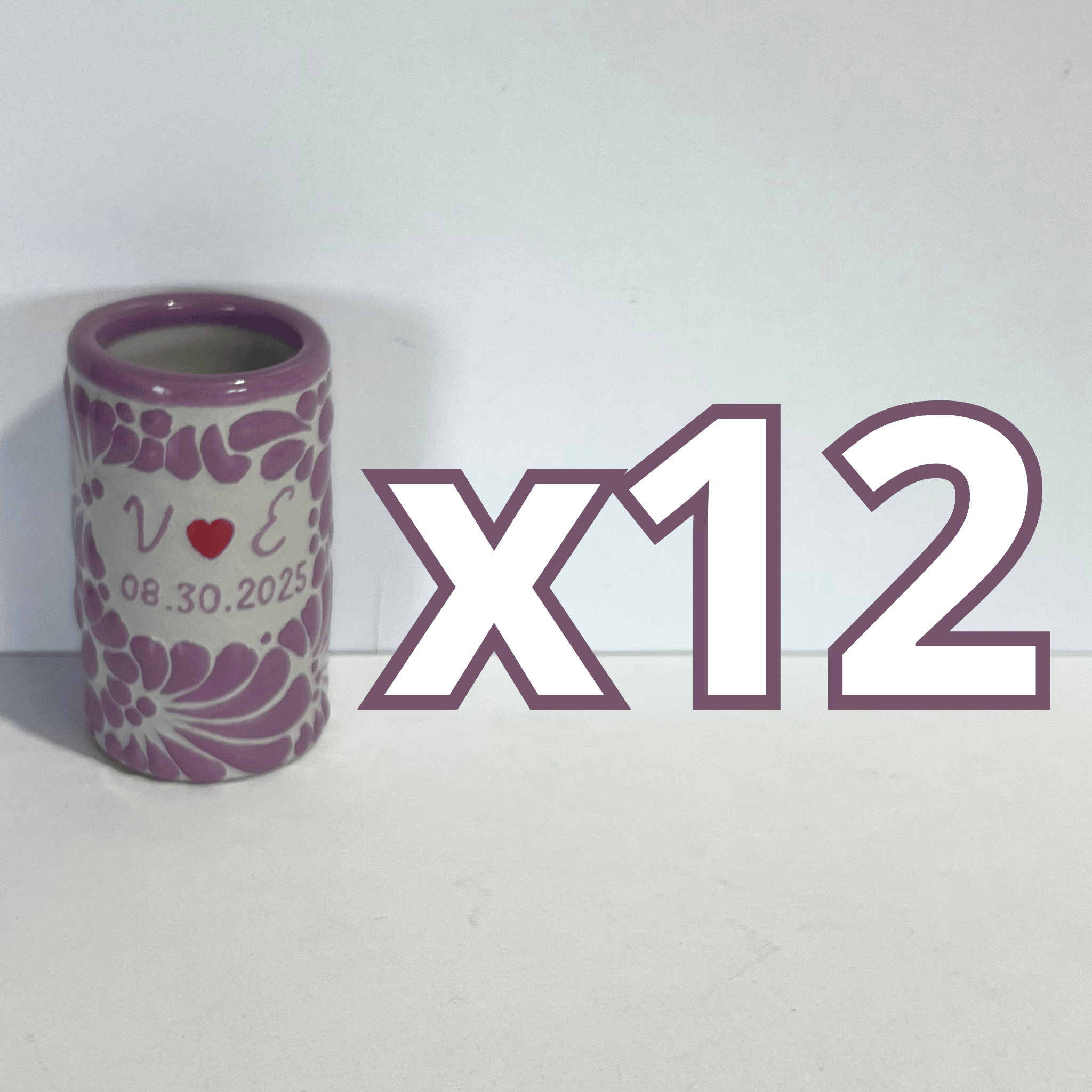 TEQUILERO PERSONALIZADO FONDO TRADICIONAL MIK MORADO INICIALES Y FECHA CON CORAZON