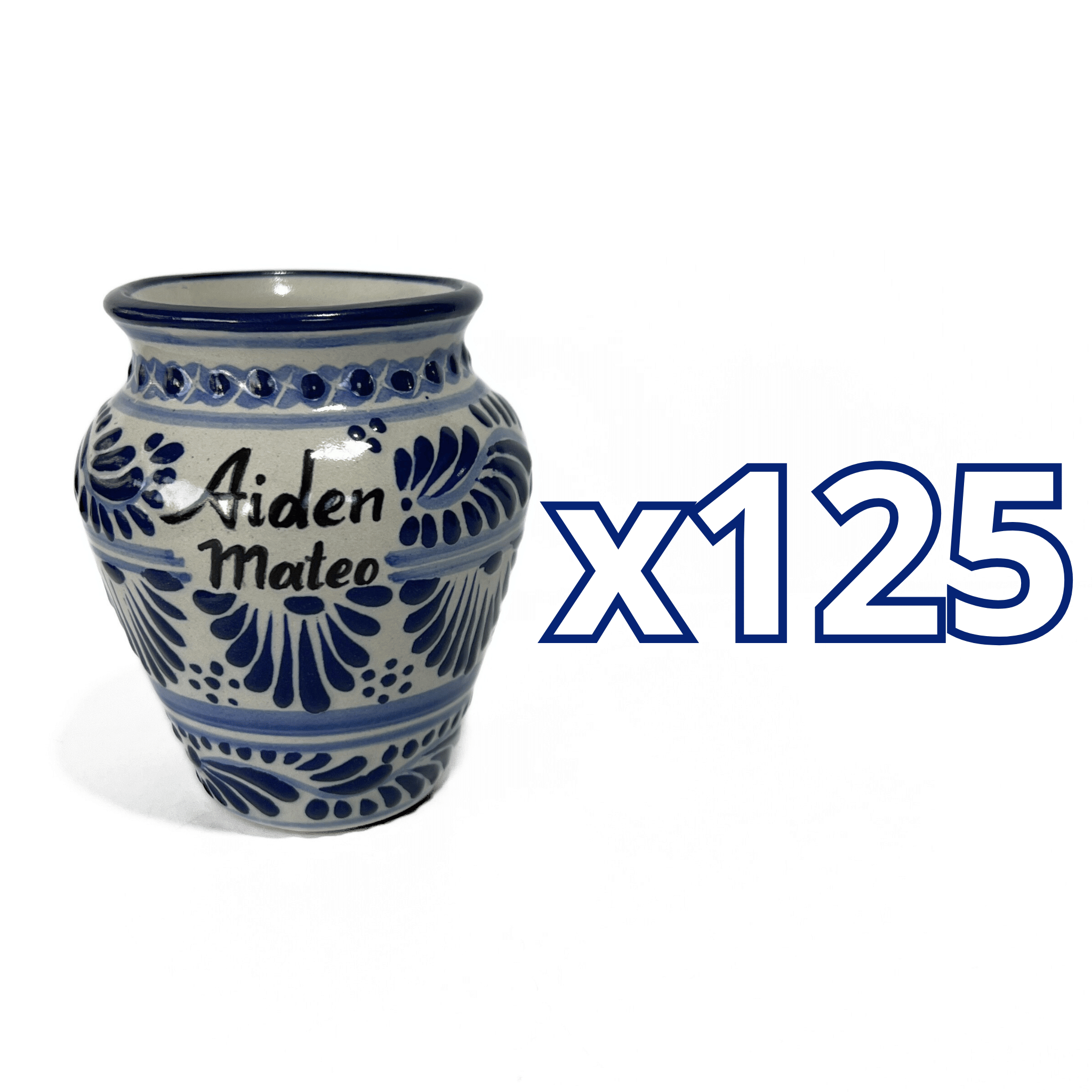 CANTARITO PERSONALIZADO FONDO TRADICIONAL CENEFA AZUL COBALTO NOMBRE
