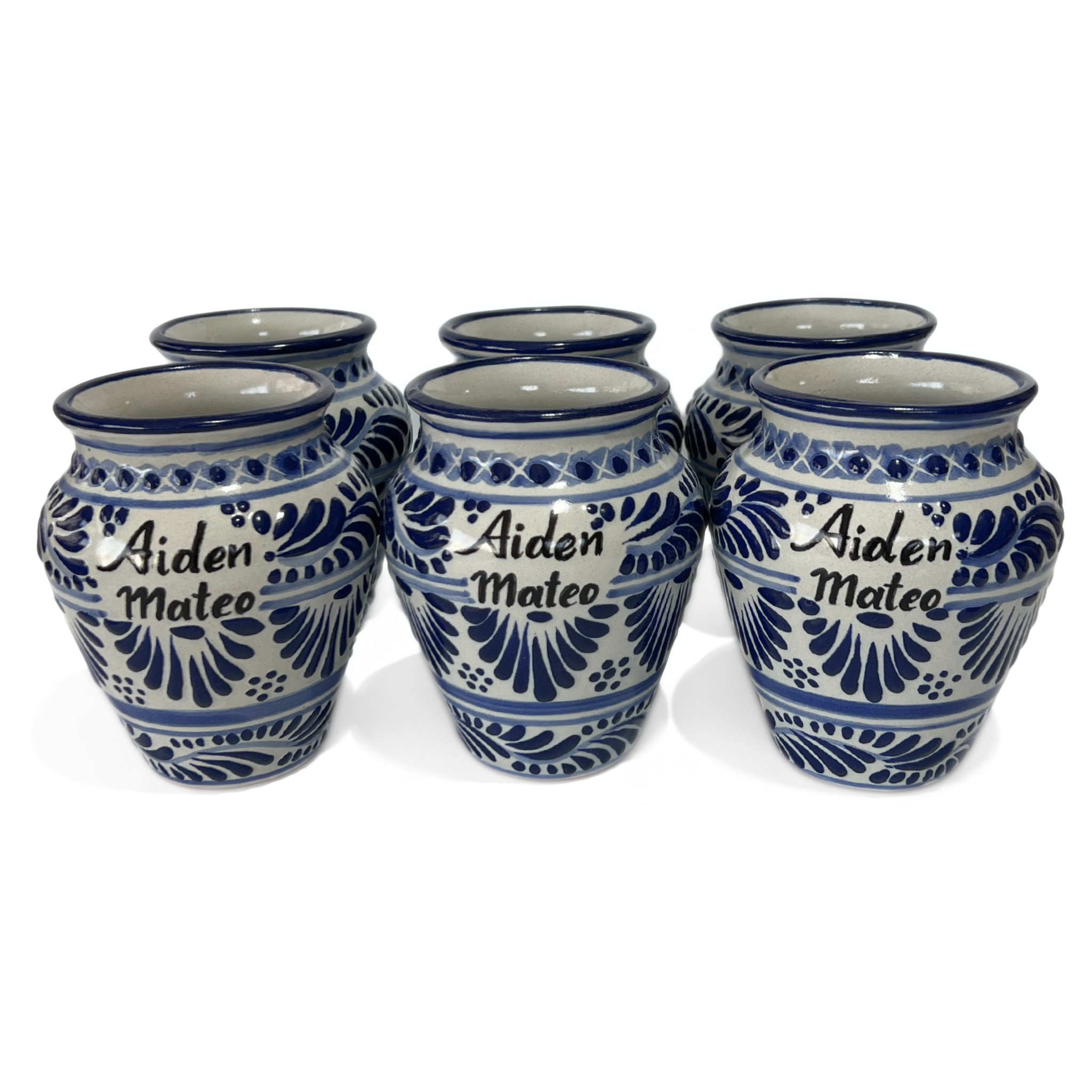CANTARITO PERSONALIZADO FONDO TRADICIONAL CENEFA AZUL COBALTO NOMBRE