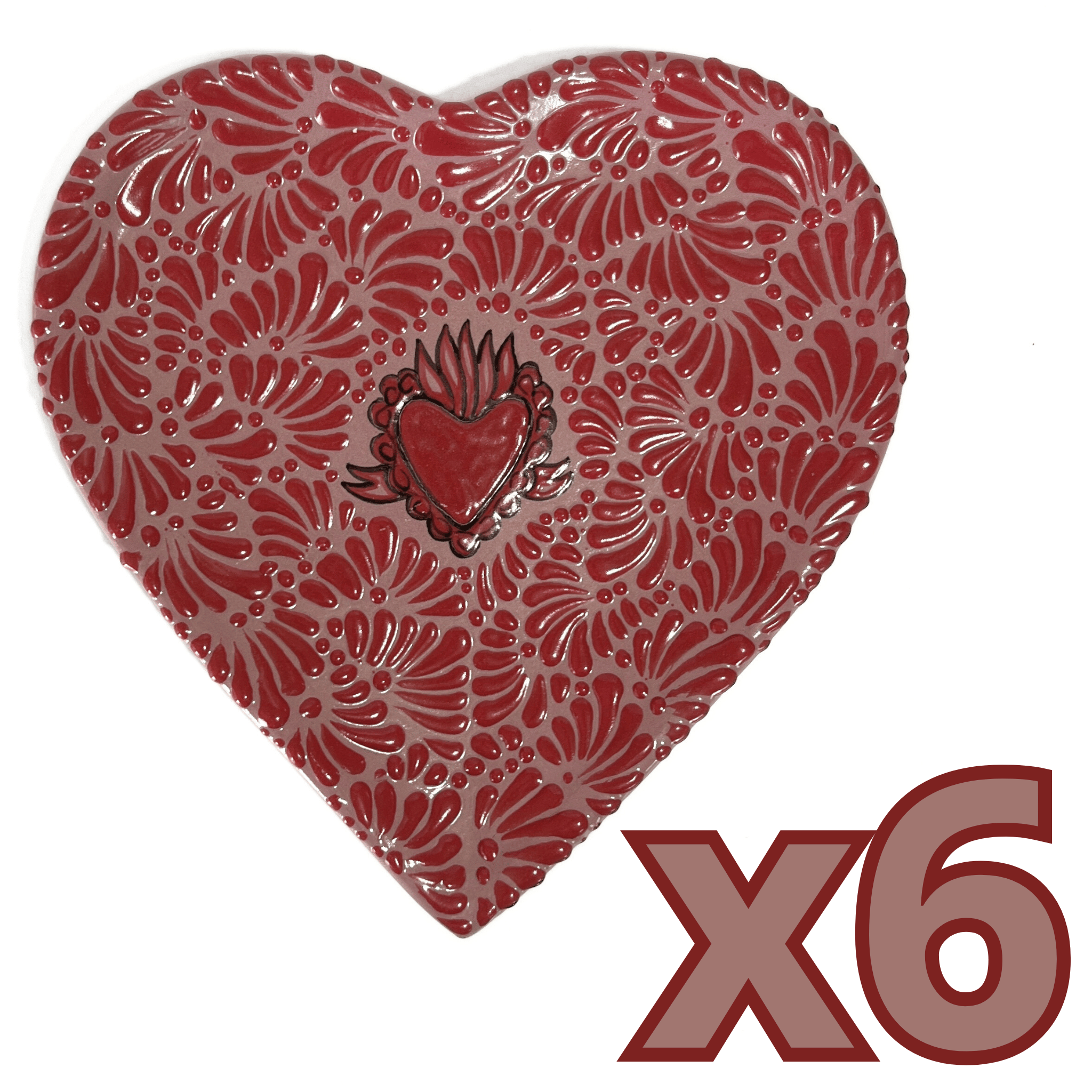 CHAROLA DE CORAZON 25 CM FONDO ROSA MIK ROJO SAGRADO CORAZON ROJO