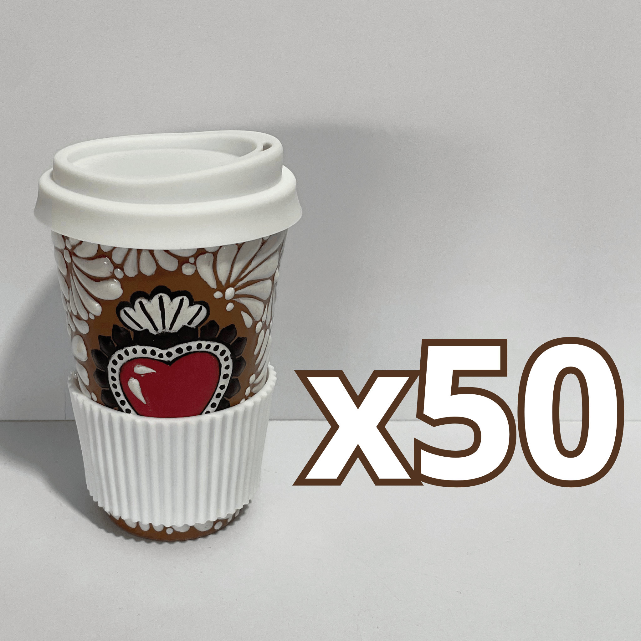TERMO 15 CM SIN ASA FONDO CAFE MIK BLANCO SAGRADO CORAZON