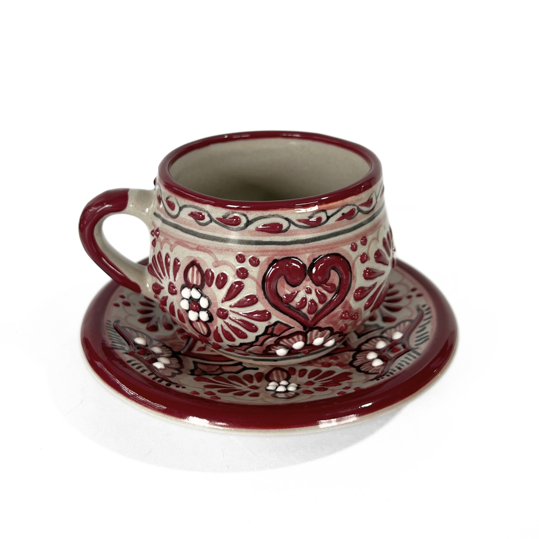 SET TAZA CHOCOLATERA MEDIANA FONDO TRADICIONAL CENEFA FLORES VINO