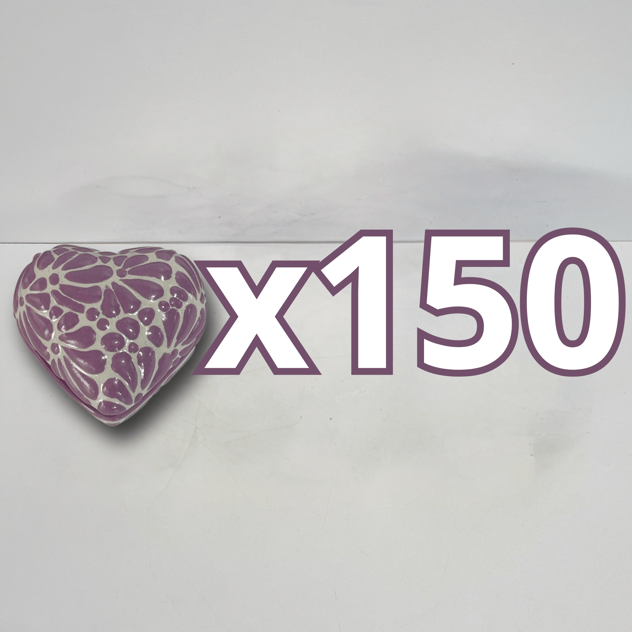 PAQUETE ALHAJERO CHICO FORMA DE CORAZON NO PERSONALIZADO FONDO BLANCO MIK MORADO