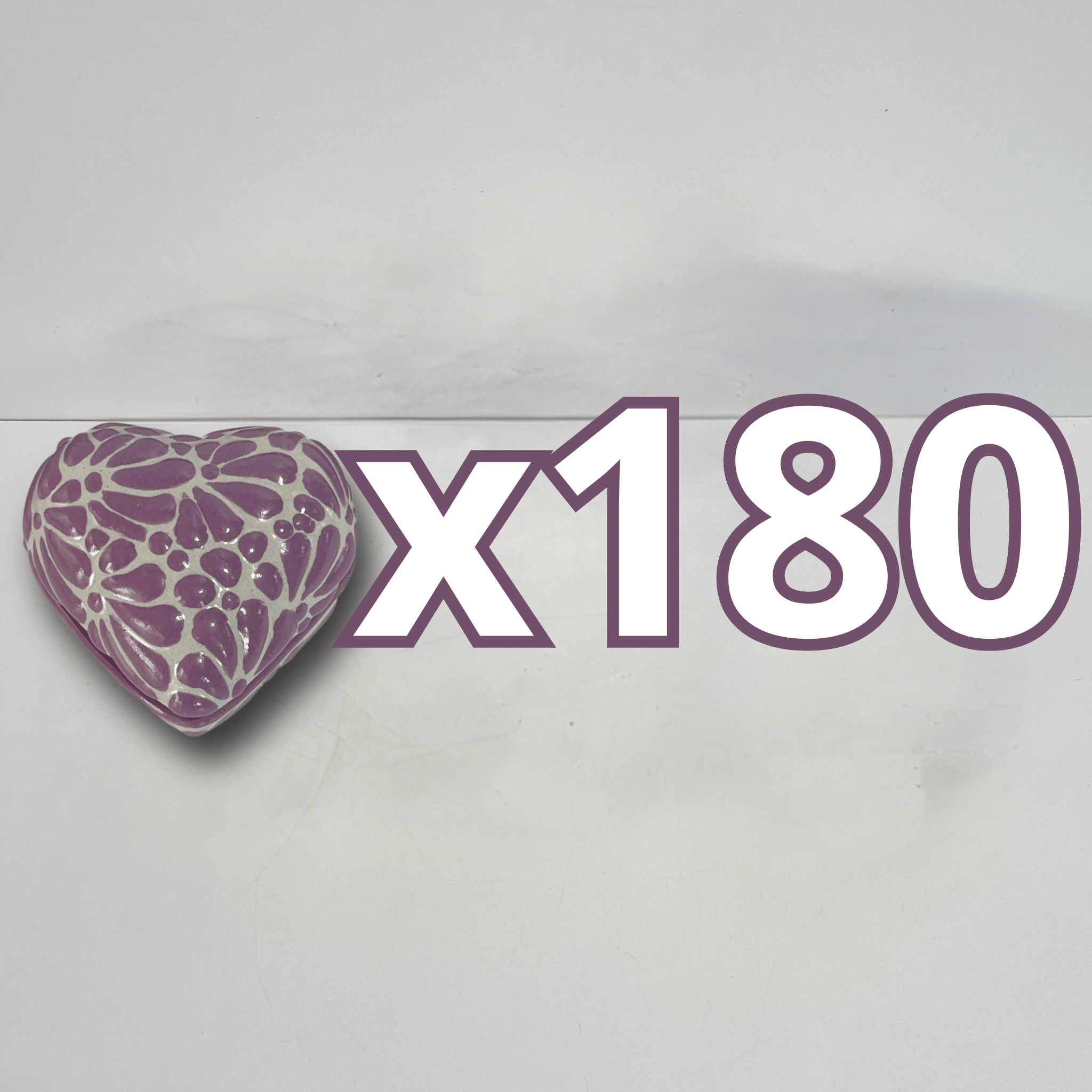 PAQUETE ALHAJERO CHICO FORMA DE CORAZON NO PERSONALIZADO FONDO BLANCO MIK MORADO