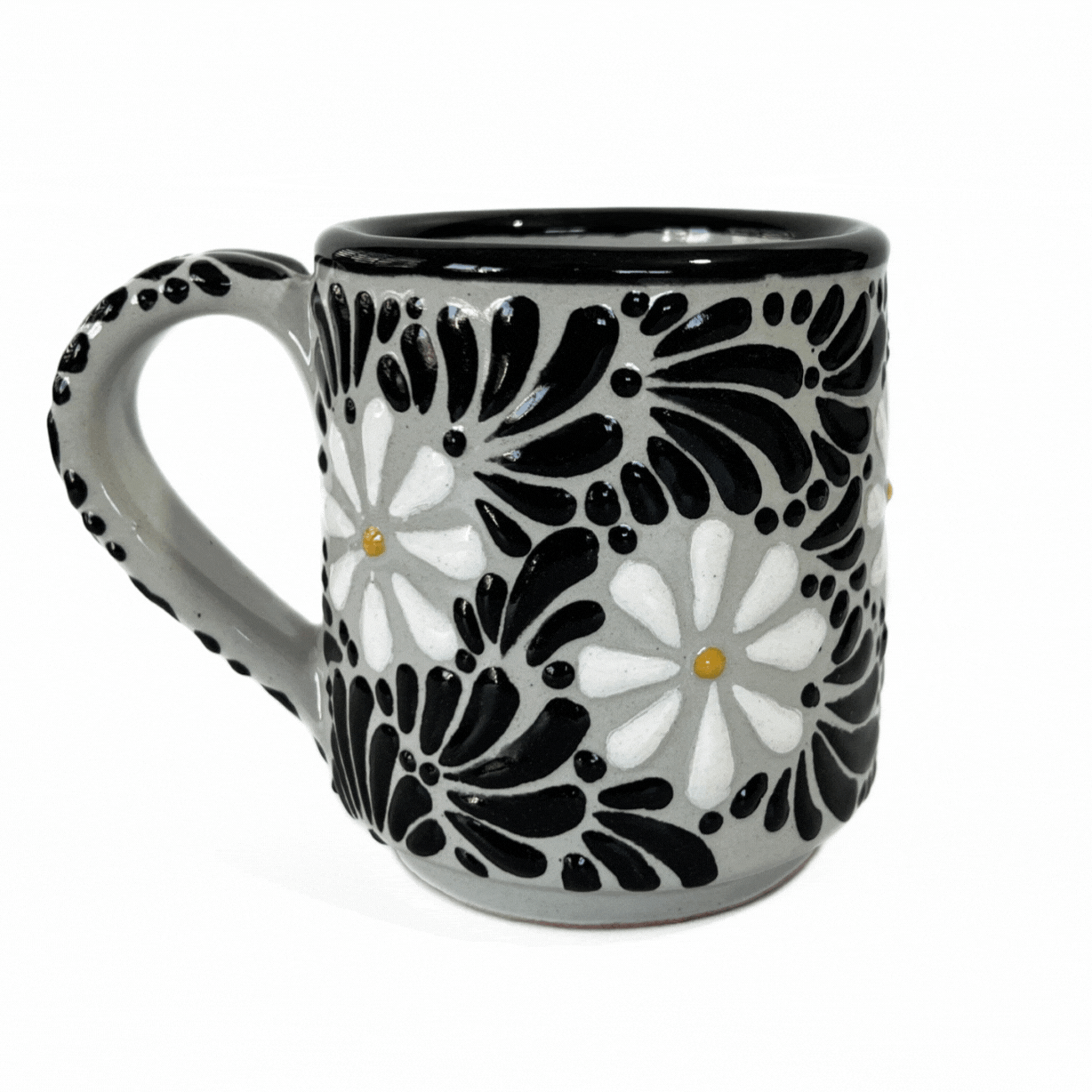 TAZA RECTA ESTANDAR FONDO TRADICIONAL MIK NEGRO MARGARITAS