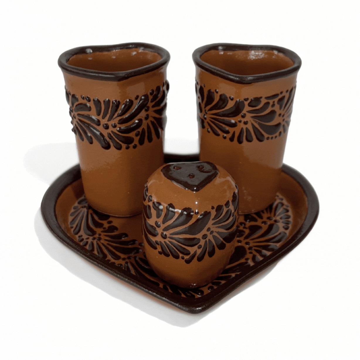 SET TEQUILERO CORAZON 4 PIEZAS FONDO CAFE MIK CENEFA CAFE CHOCOLATE