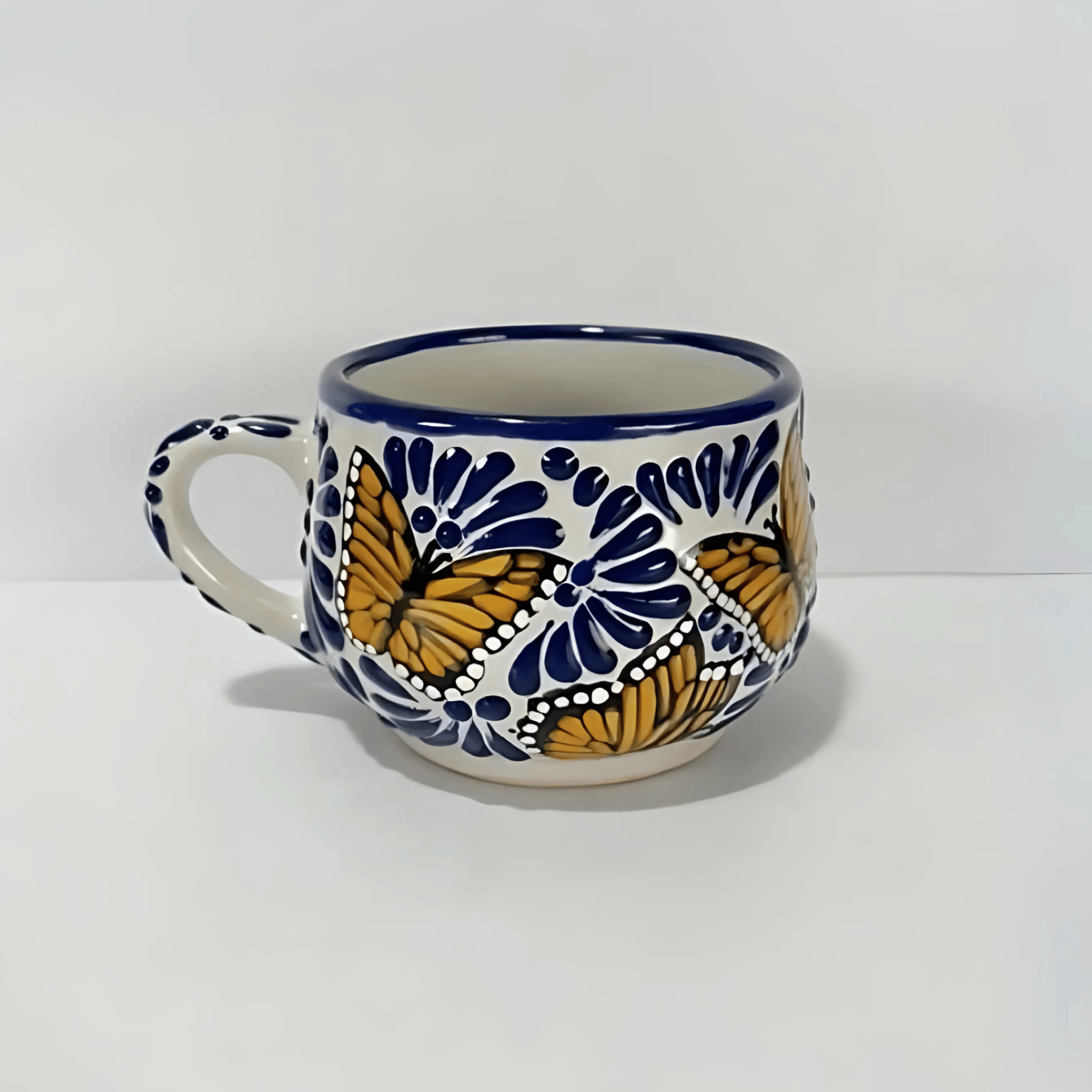 TAZA CHOCOLATERA MEDIANA FONDO TRADICIONAL MIK AZUL MARIPOSAS