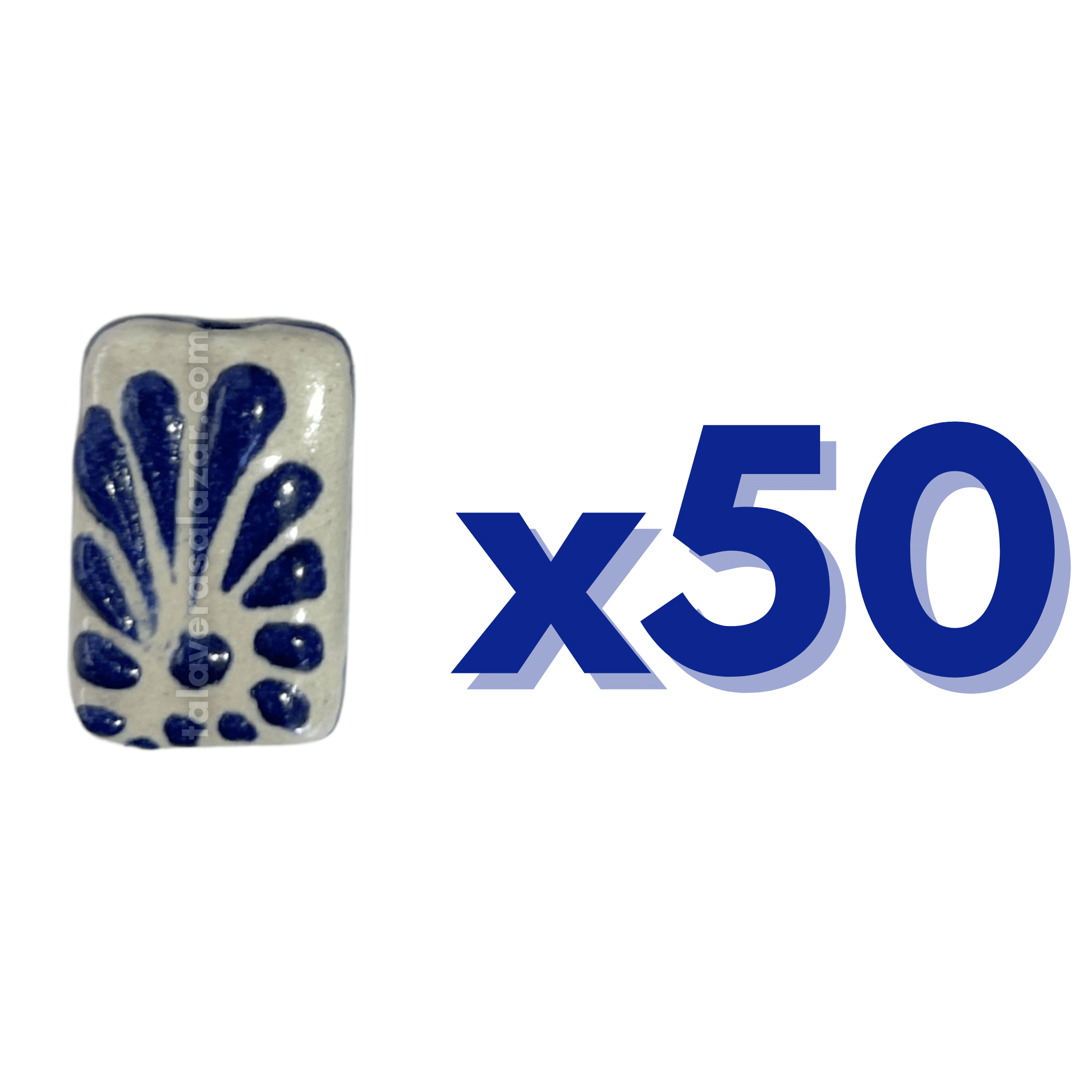 RECTANGULO PLANO 2 CM X 1.5 CM FONDO TRADICIONAL DECORADO AZUL COBALTO
