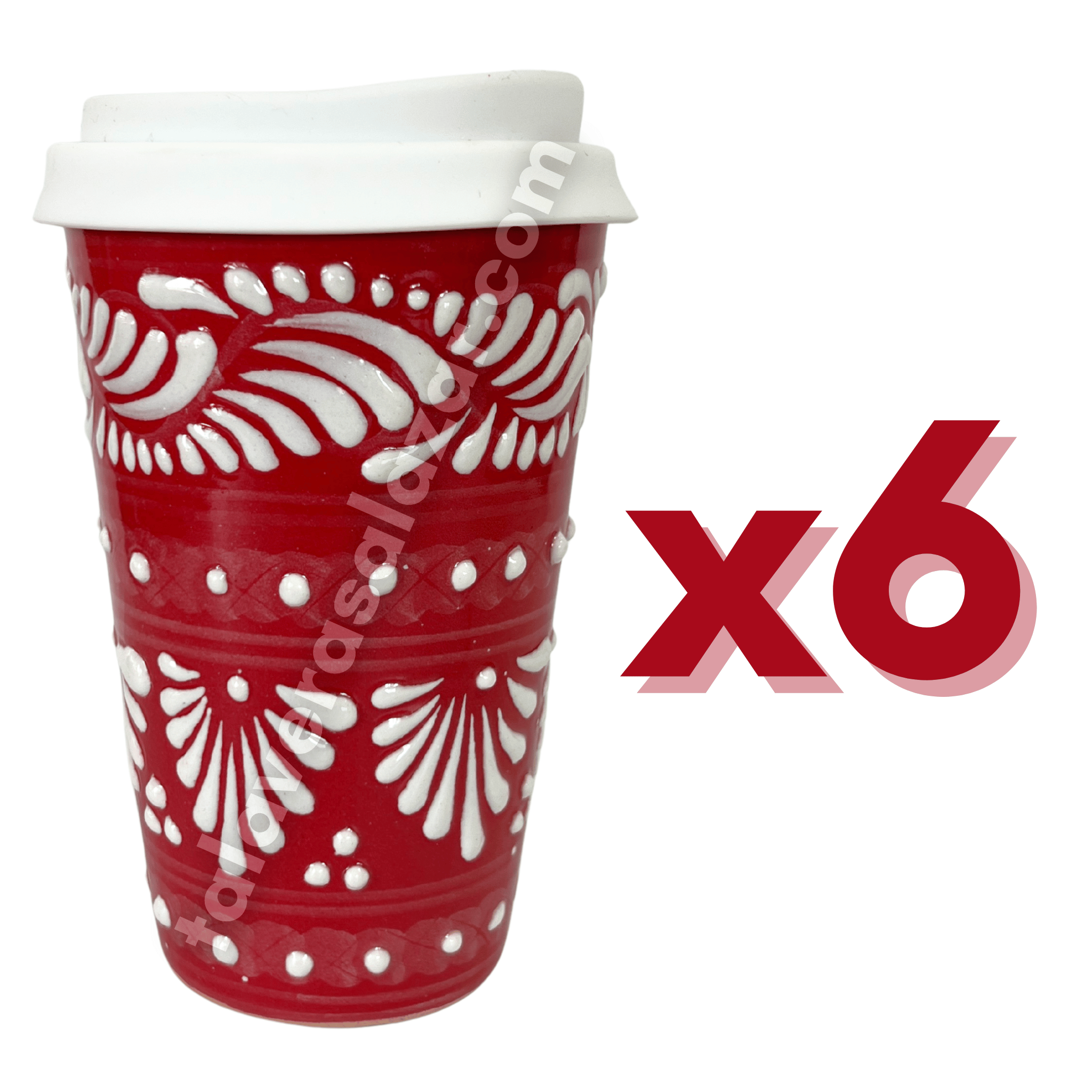 TERMO 15 CM SIN ASA FONDO ROJO CENEFA BLANCO