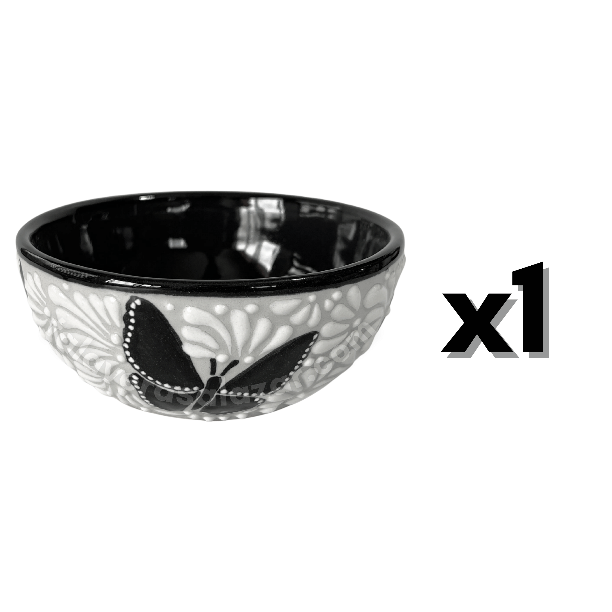 TAZON 15 CM FONDO TRADICIONAL MIK BLANCO ORILLA NEGRO MARIPOSAS NEGRAS